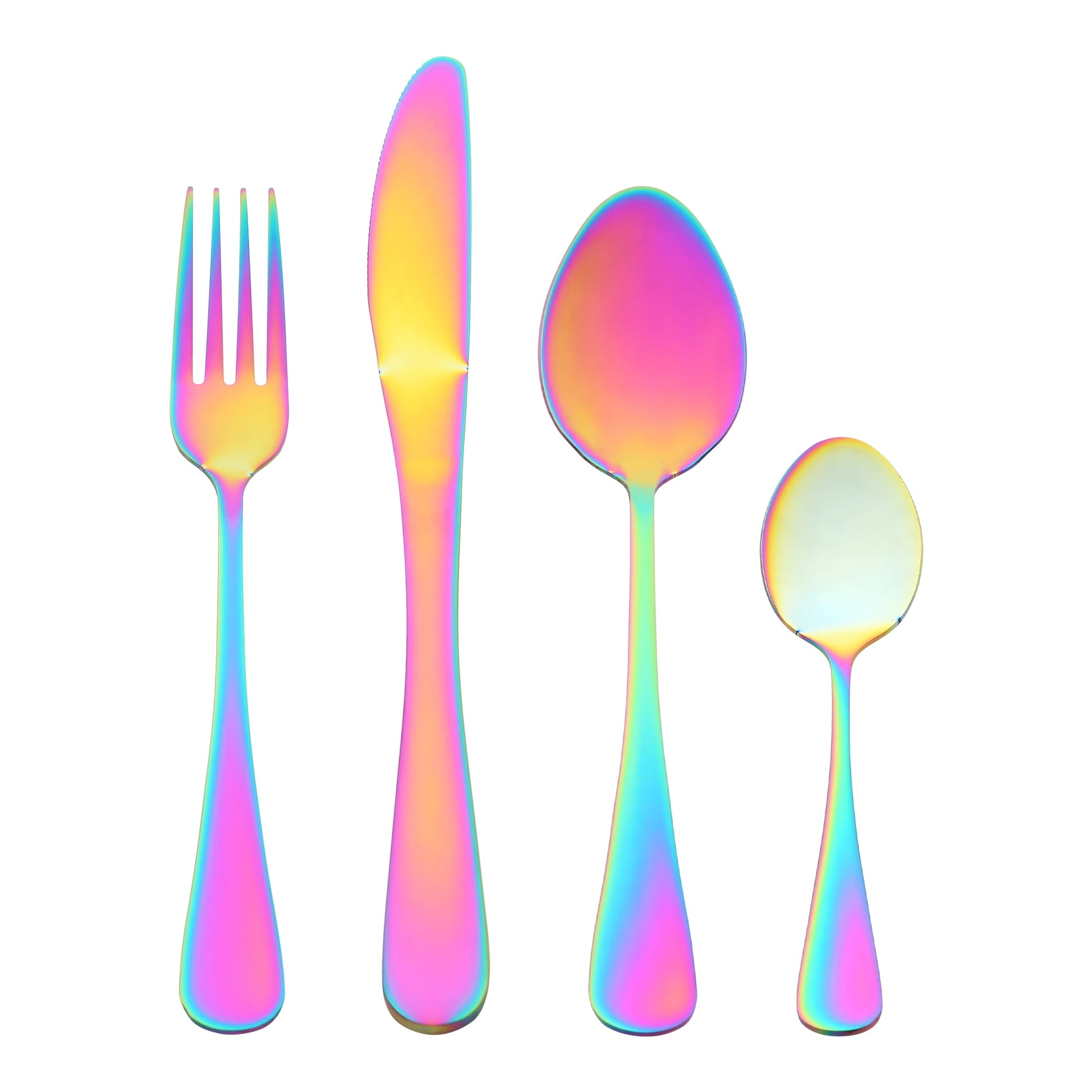 Unique Bargains 24 Pcs Stainless Steel Flatware Set with Supporting Shelf Colorful