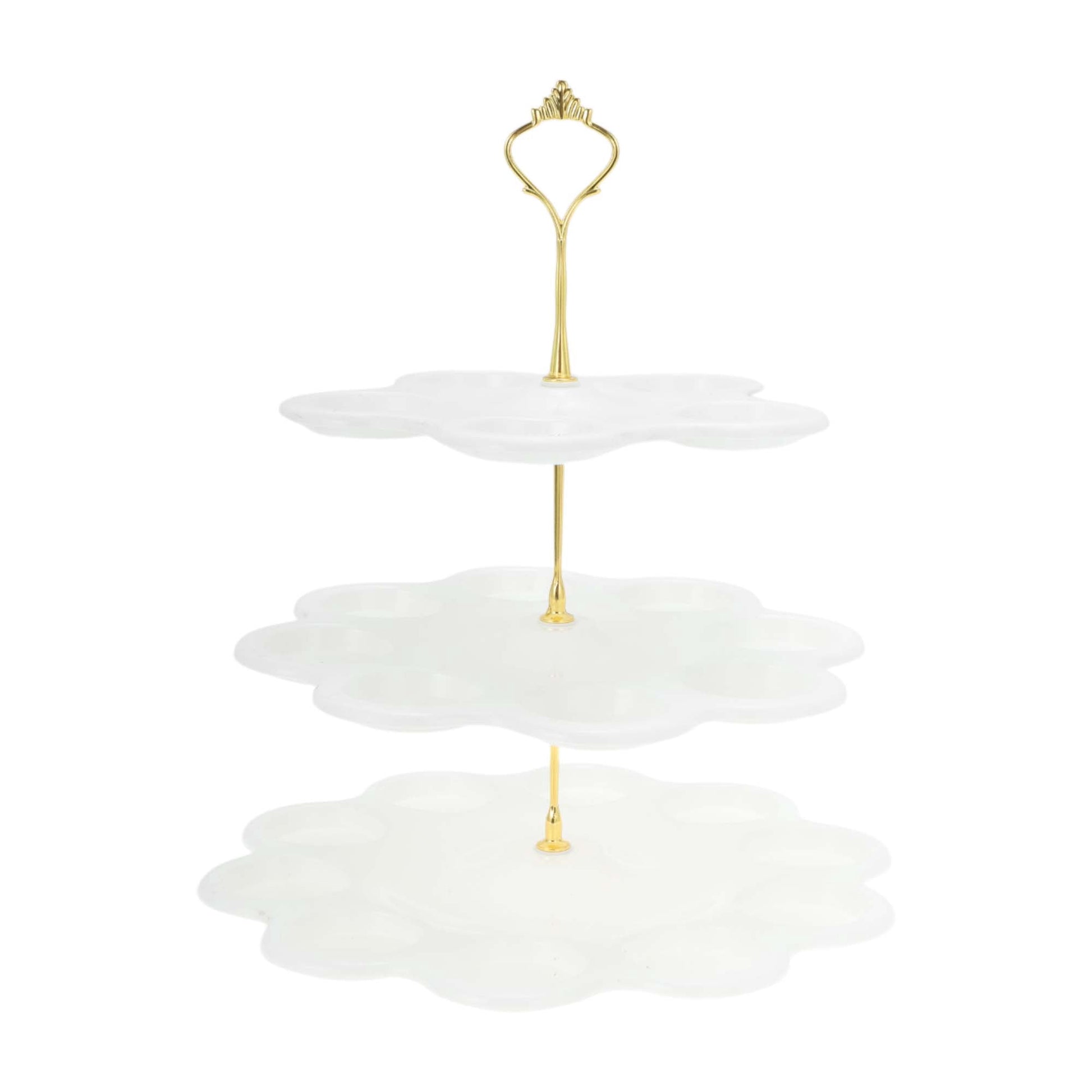 Unique Bargains 3-Layer Dessert Cupcake Stand Flower Shaped Cake Display Holder