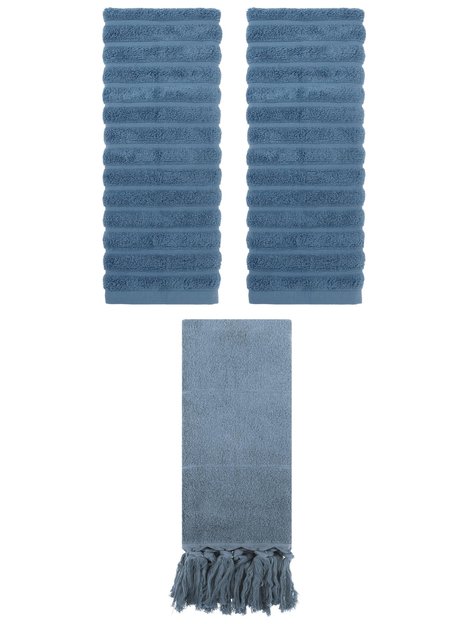 Unique Bargains 3 Pack Cotton Bathroom Hand Towels 14" x 30" Blue