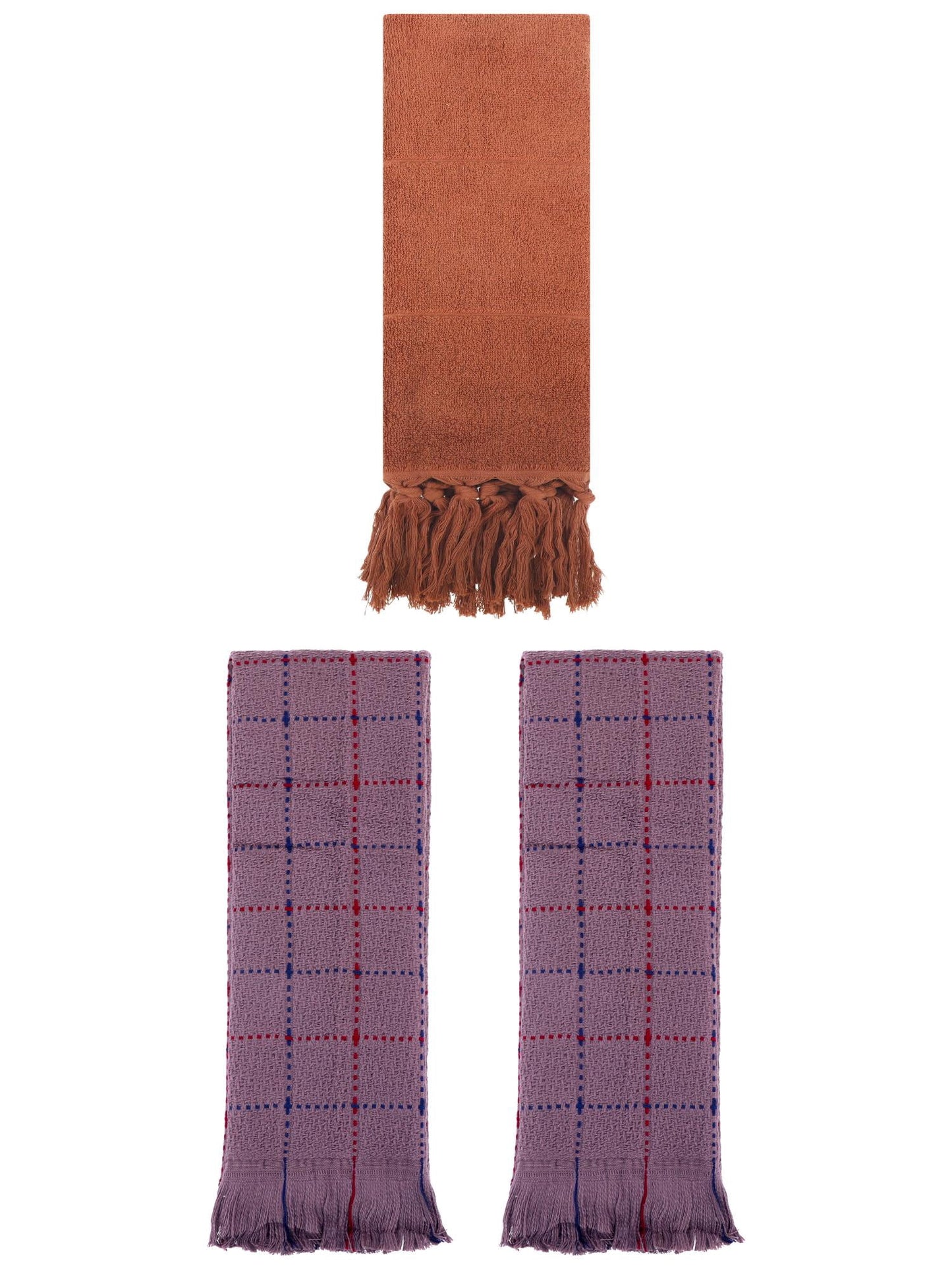 Unique Bargains 3 Pack Cotton Soft Turkish Bath Towel Brown 14"x30"/13"x29"