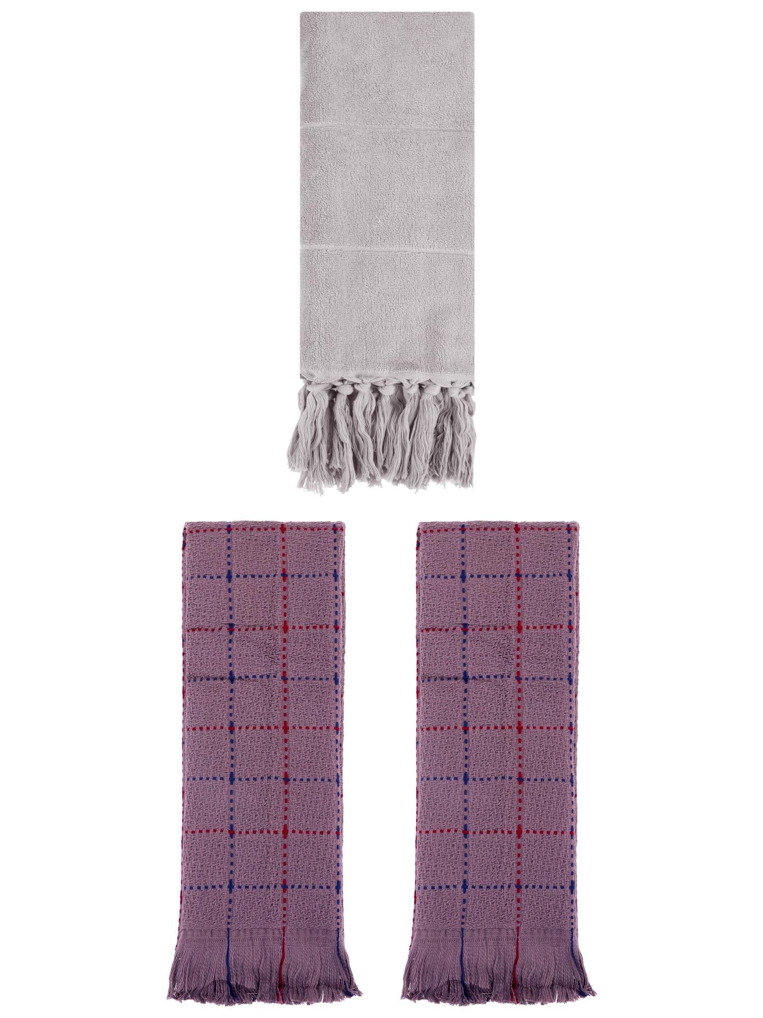 Unique Bargains 3 Pack Cotton Soft Turkish Bath Towel Grey/Brown 14"x30"/13"x29"