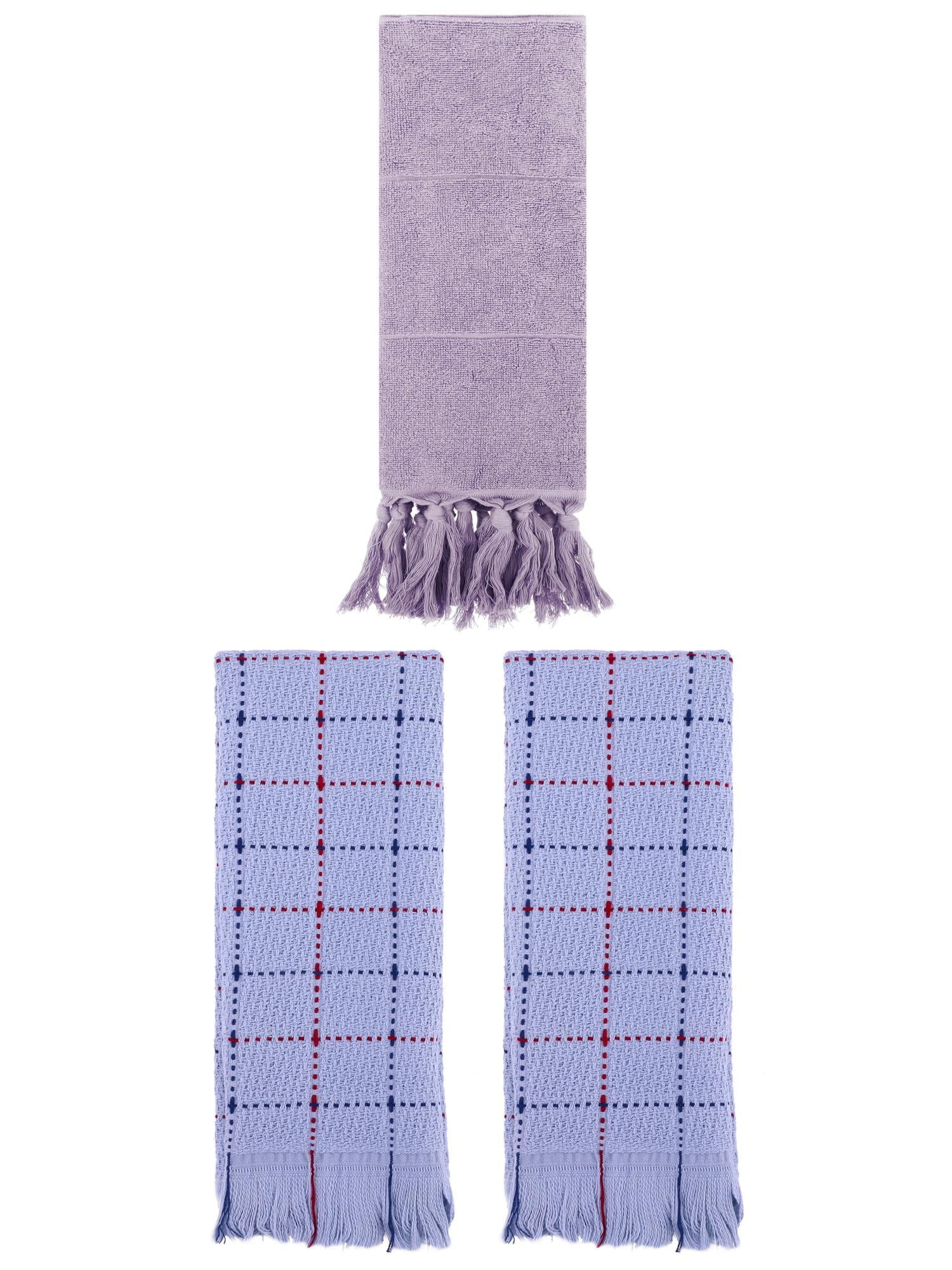 Unique Bargains 3 Pack Cotton Soft Turkish Bath Towel Purple/Blue 14"x30"/13"x29"