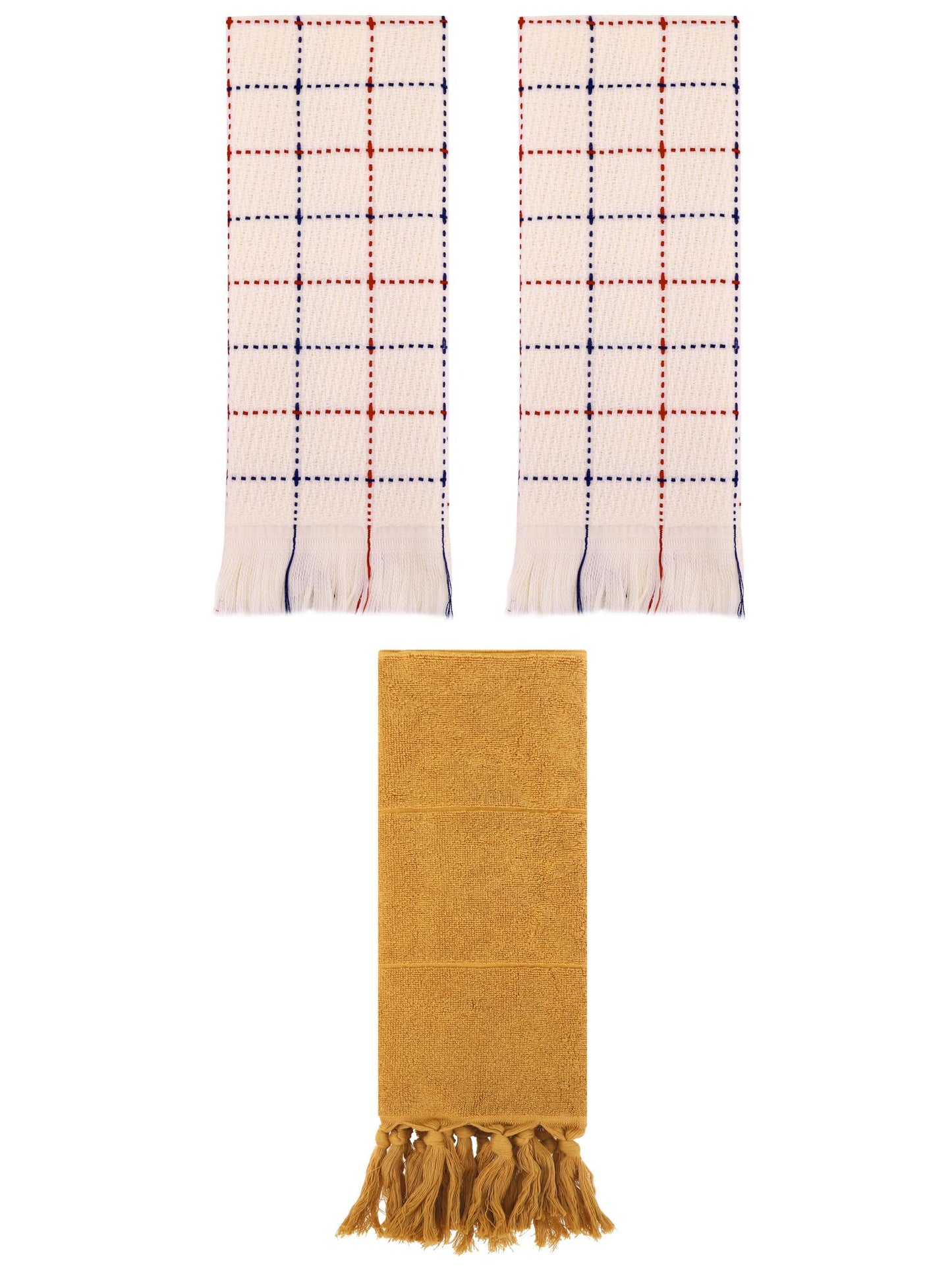 Unique Bargains 3 Pack Cotton Soft Turkish Bath Towel Yellow/Beige 14"x30"/13"x29"
