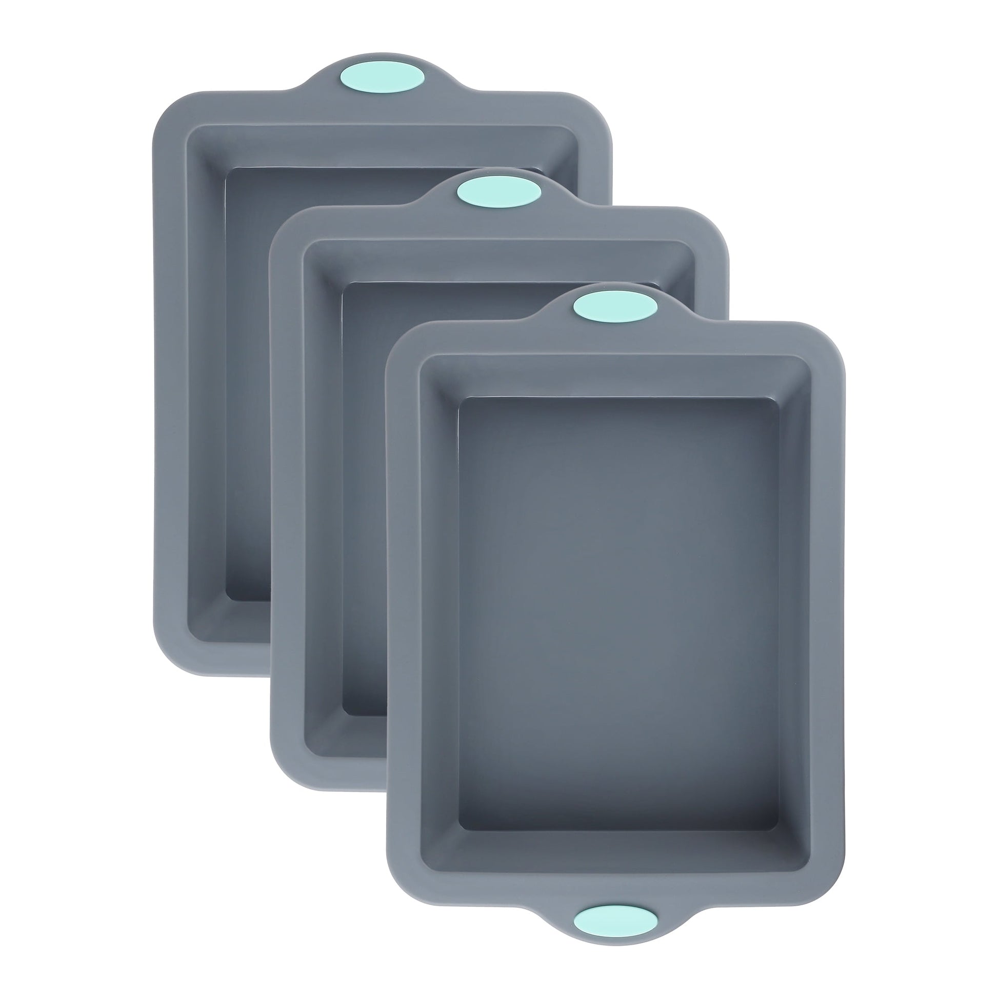 Unique Bargains 3 Packs Nonstick Silicone Baking Pans Gray 13.0*9*2.1in