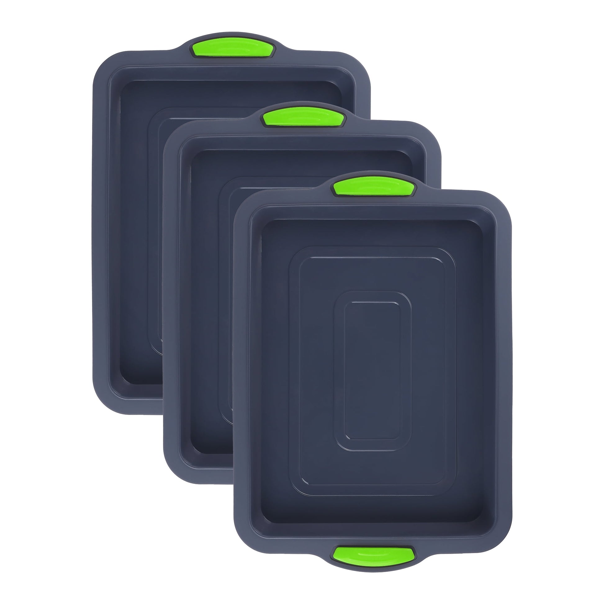 Unique Bargains 3 Packs Nonstick Silicone Baking Pans Green 13.4*9.4*1in