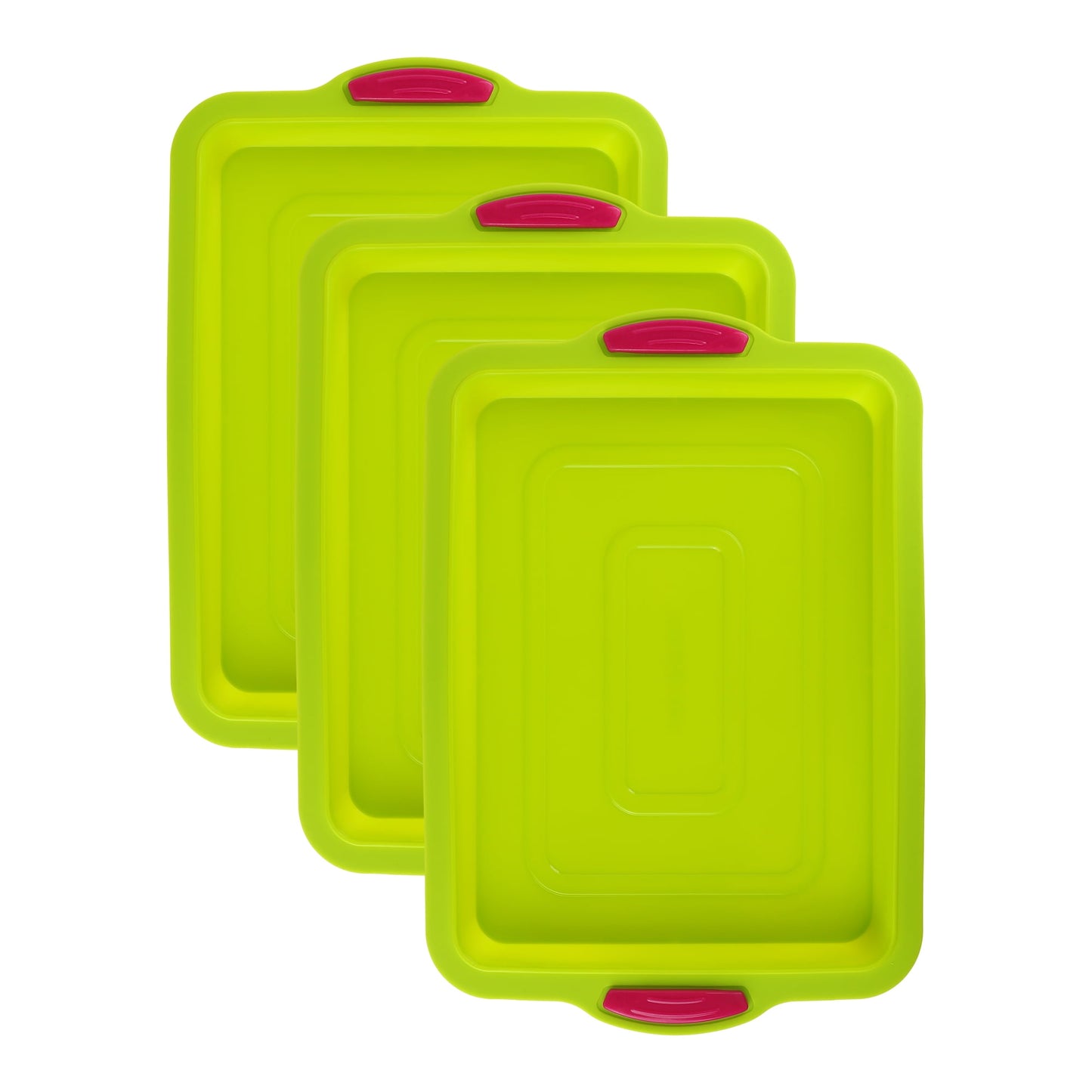 Unique Bargains 3 Packs Nonstick Silicone Baking Pans Red 13.4*9.4*1in