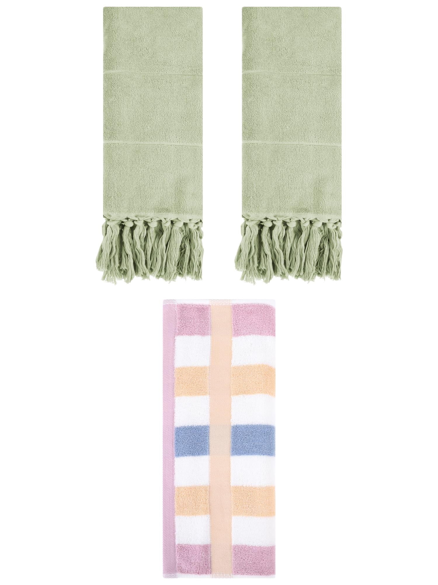 Unique Bargains 3 Pcs Bathroom Hand Towel Set Green/Blue Purple 14"x30"/13"x29"