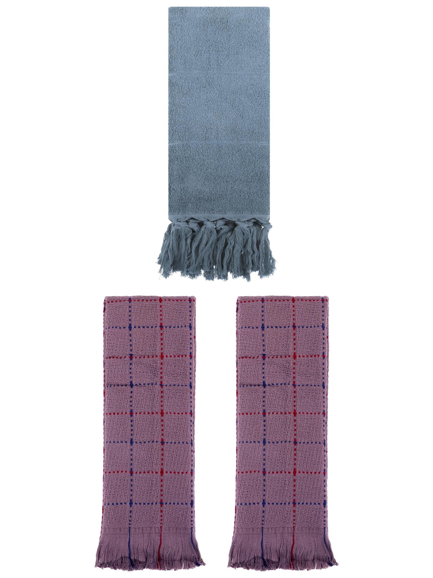 Unique Bargains 3 Pack Cotton Soft Turkish Bath Towel Pink 14"x30"/13"x29"