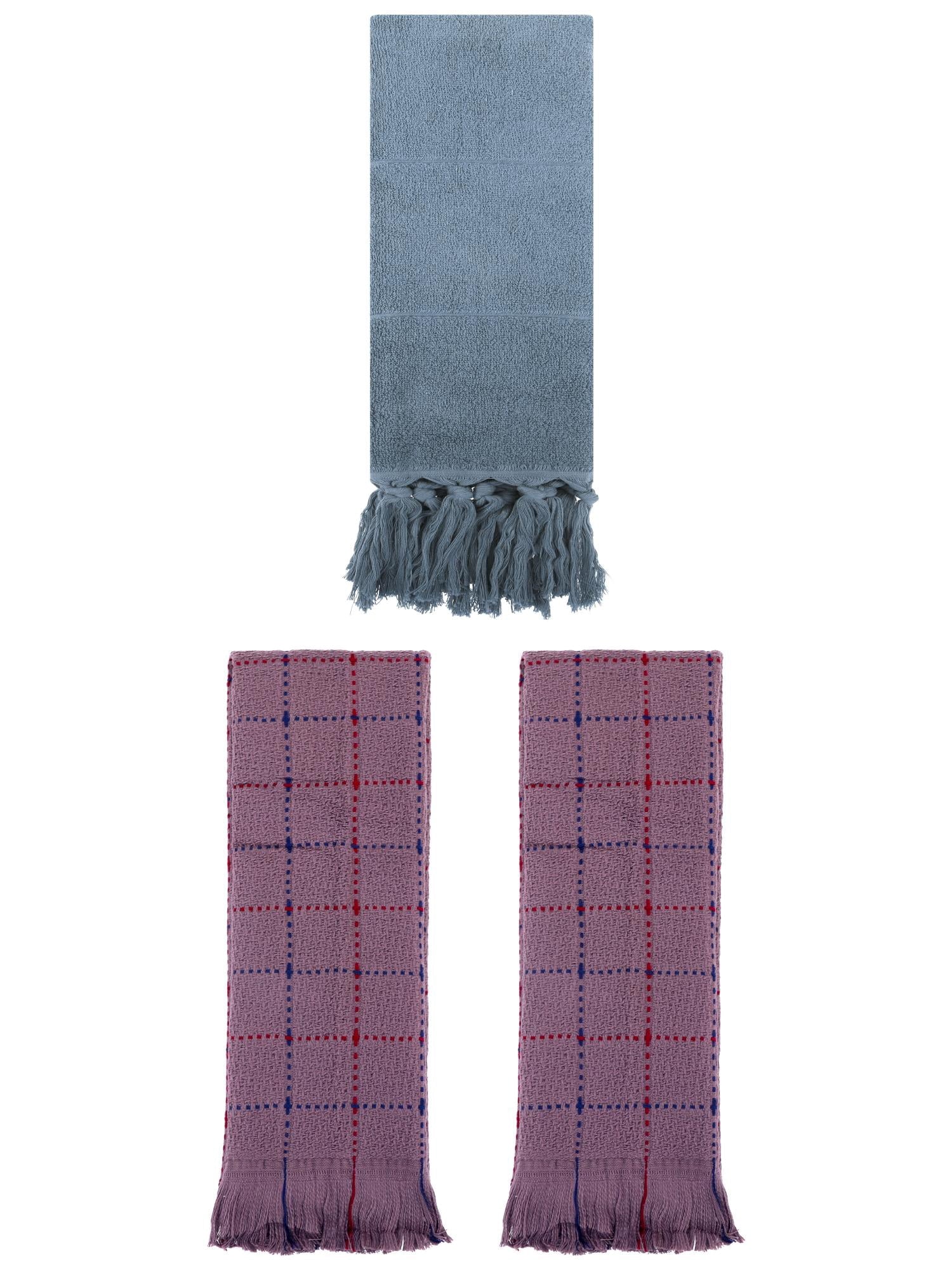 Unique Bargains 3 Pack Cotton Soft Turkish Bath Towel Pink 14"x30"/13"x29"