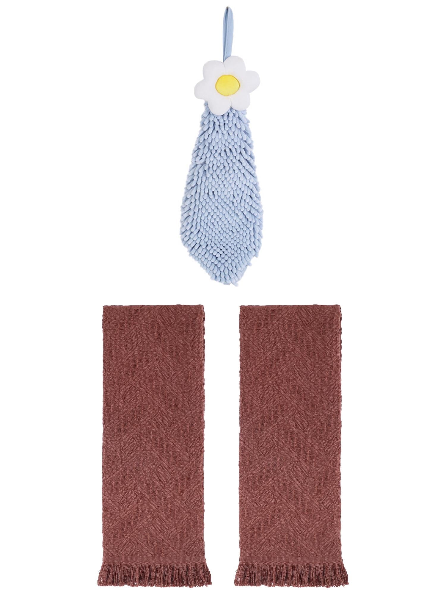 Unique Bargains 3 Pcs Soft Absorbent Towels Brown/Blue-1 13" x 29"/6" x 15"