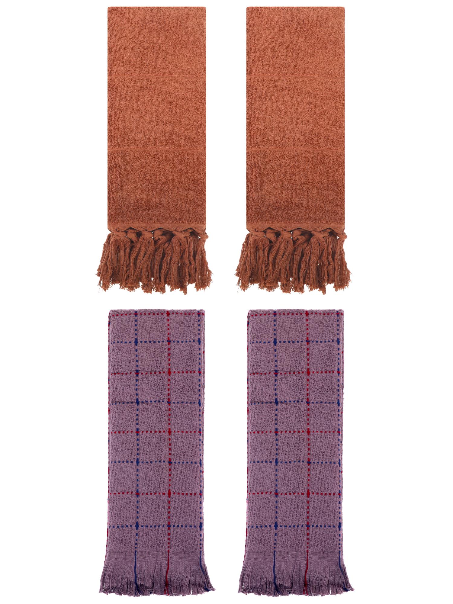 Unique Bargains 4 Pack Cotton Comfy Turkish Bath Towel Brown 14"x30"/13"x29"