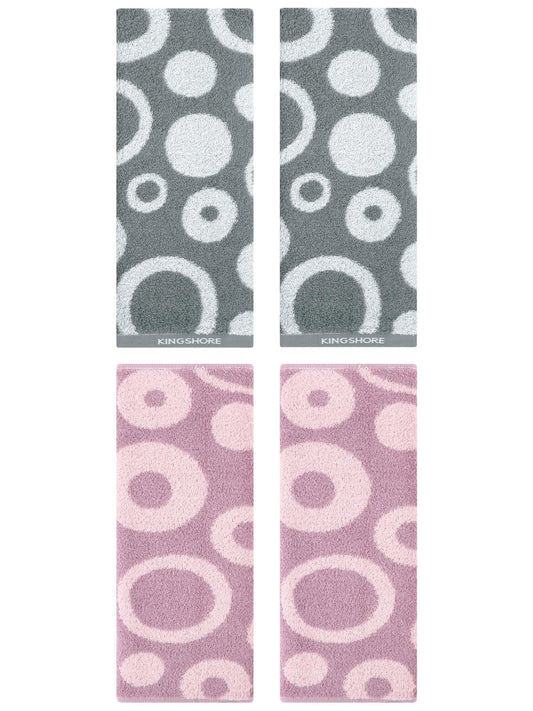 Unique Bargains 4 Pack Cute Round Geometric Pattern Hand Towel Cotton Towel Grey/Purple
