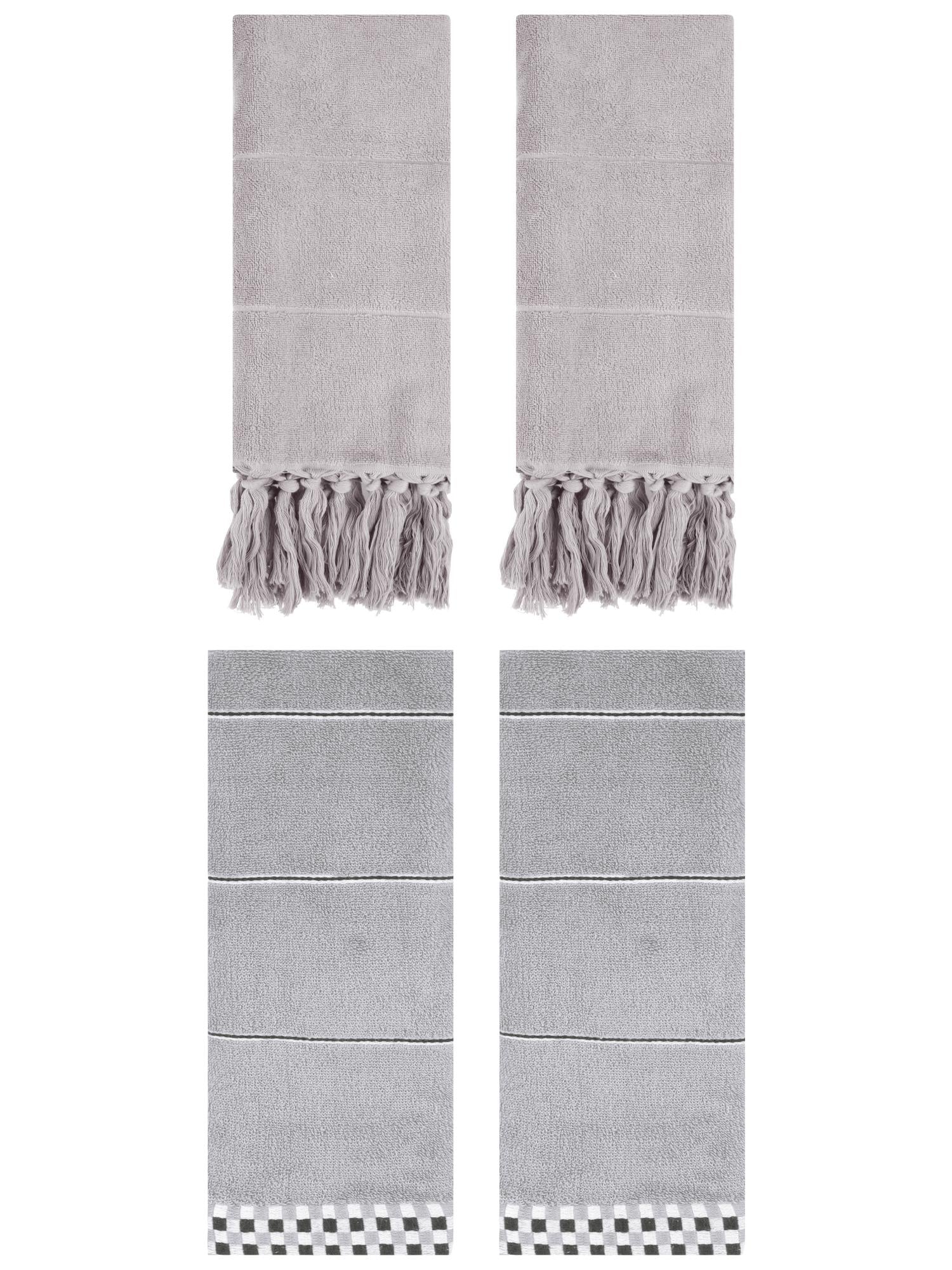 Unique Bargains 4 Pcs Bathroom Hand Towels 14" x 30" Grey