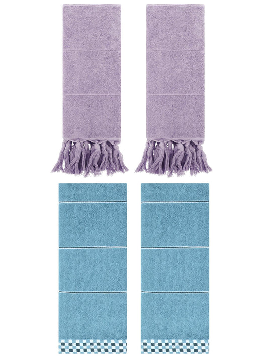 Unique Bargains 4 Pcs Bathroom Hand Towels 14" x 30" Purple/Blue