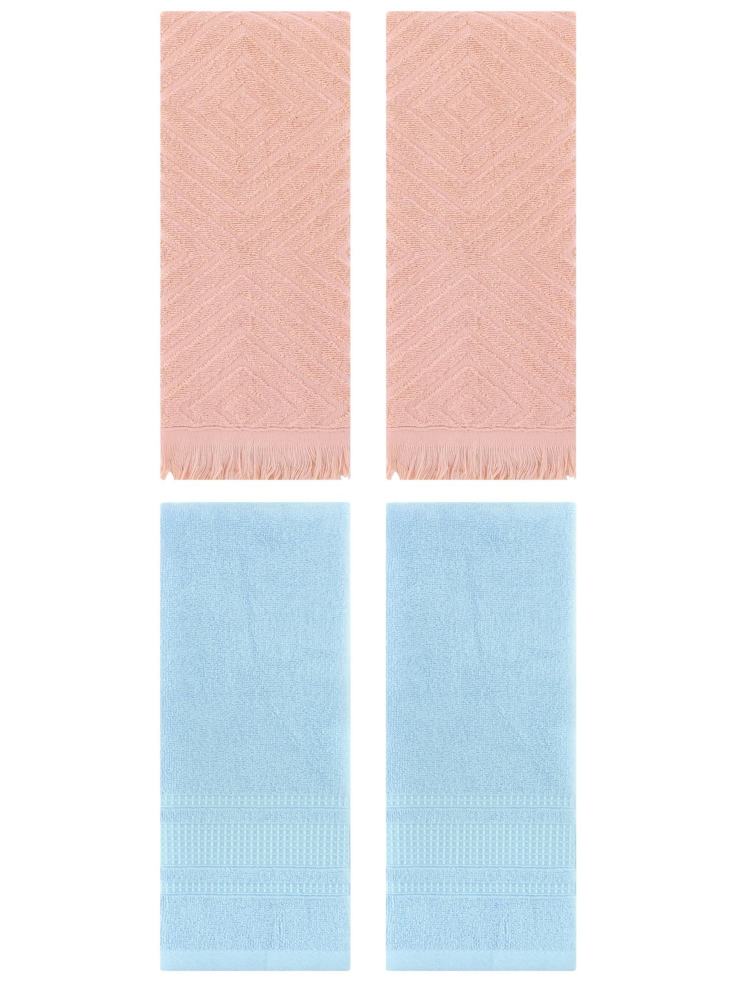 Unique Bargains 4 Pcs Cotton Geometric Hand Towels 13" x 29" Brown