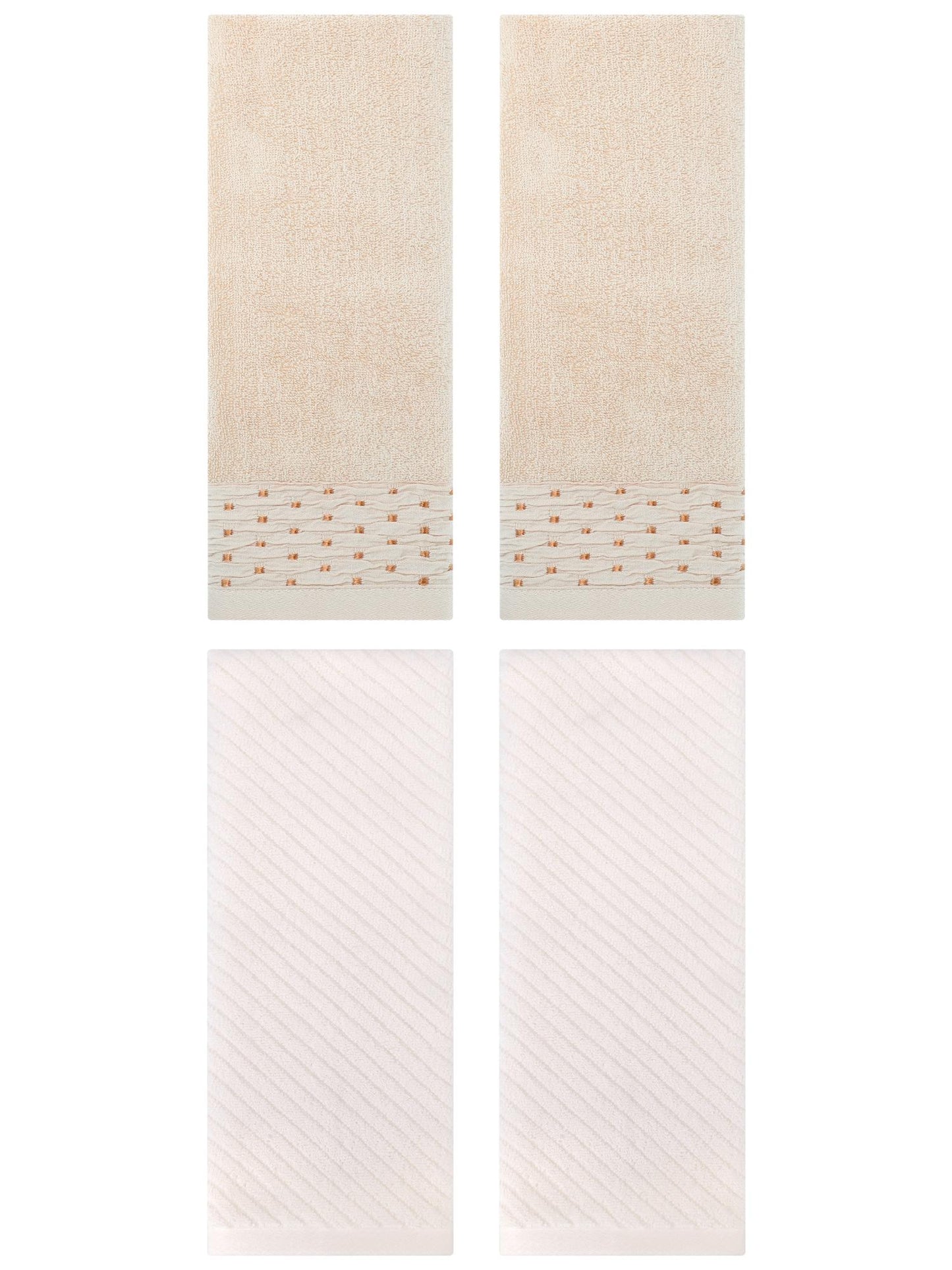 Unique Bargains 4 Pcs Cotton Quick Drying Soft Bathroom Hand Towel Light Brown/Beige