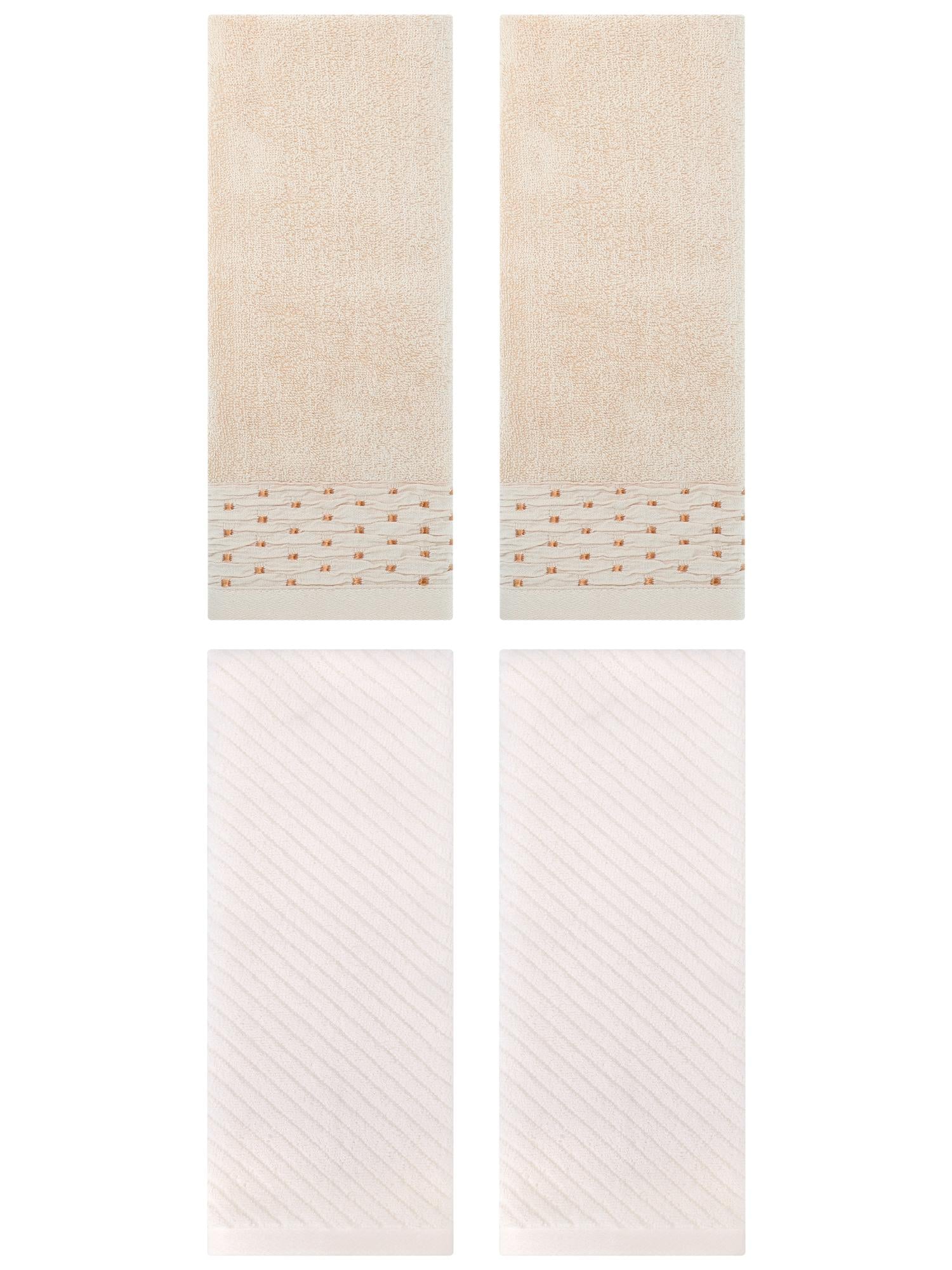 Unique Bargains 4 Pcs Cotton Quick Drying Soft Bathroom Hand Towel Light Brown/Beige