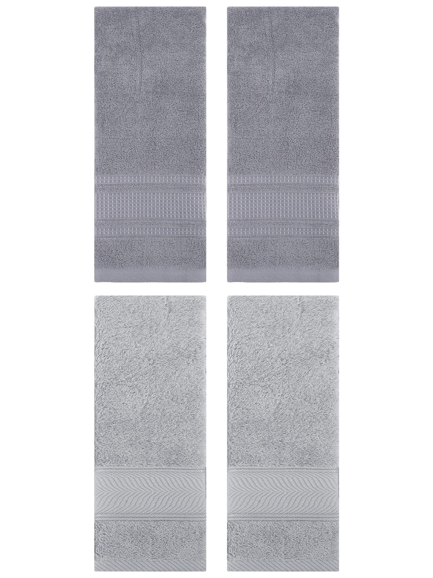 Unique Bargains 4 Pcs Cotton Soft Hand Towel Set Light Grey/Grey 14" x 30"/13" x 29"