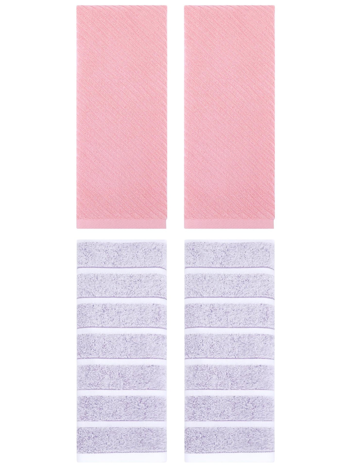 Unique Bargains 4 Pcs Cotton Soft Light Purple/Pink 13" x 29"/14" x 30"