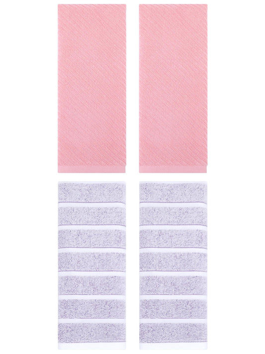 Unique Bargains 4 Pcs Cotton Soft Light Purple/Pink 13" x 29"/14" x 30"