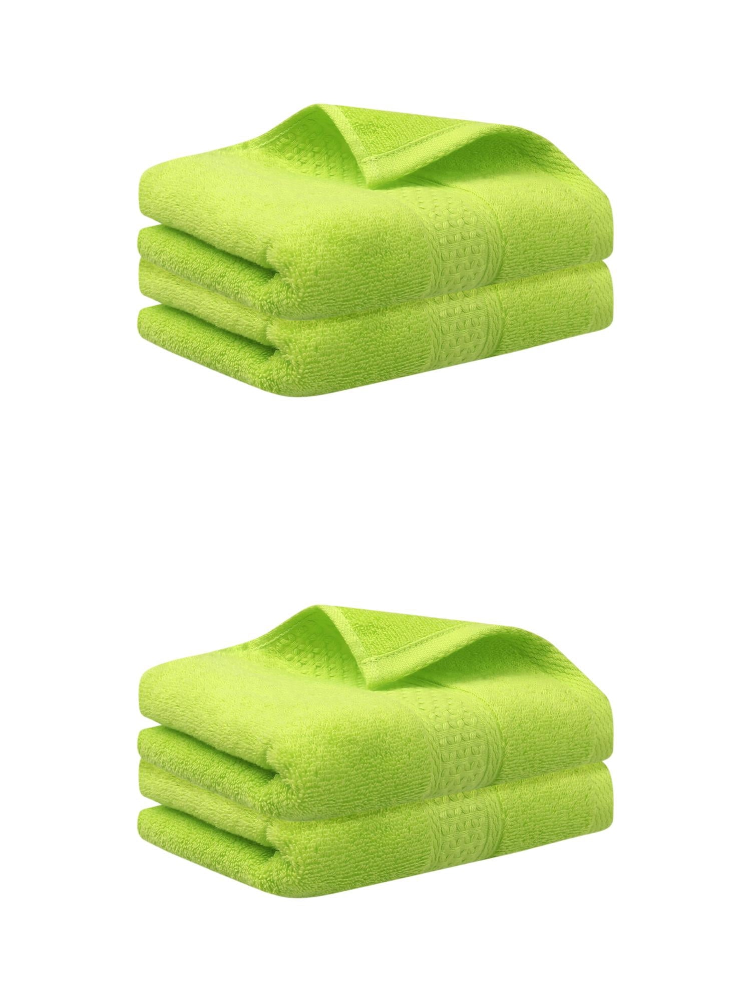 Unique Bargains 4 Pcs Cotton Textured Hand Towels Set Light Green 13"x30"