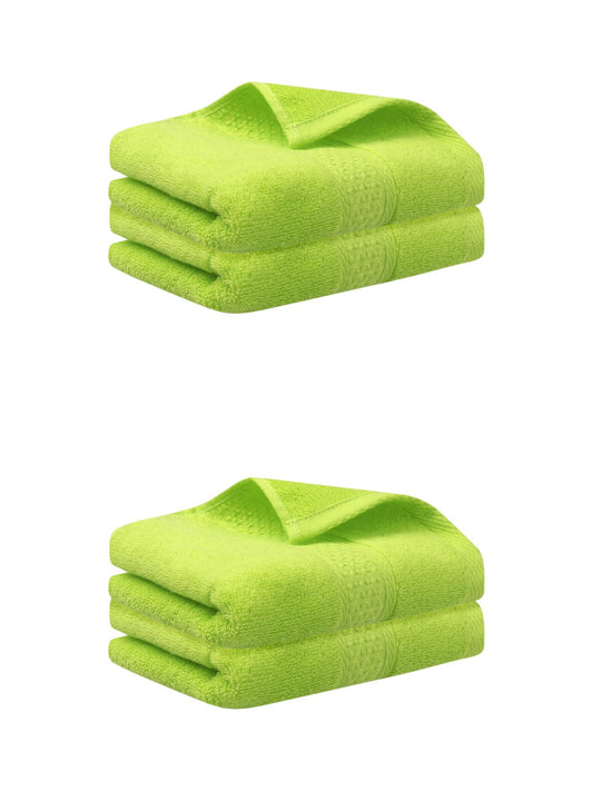 Unique Bargains 4 Pcs Cotton Textured Hand Towels Set Light Green 13"x30"