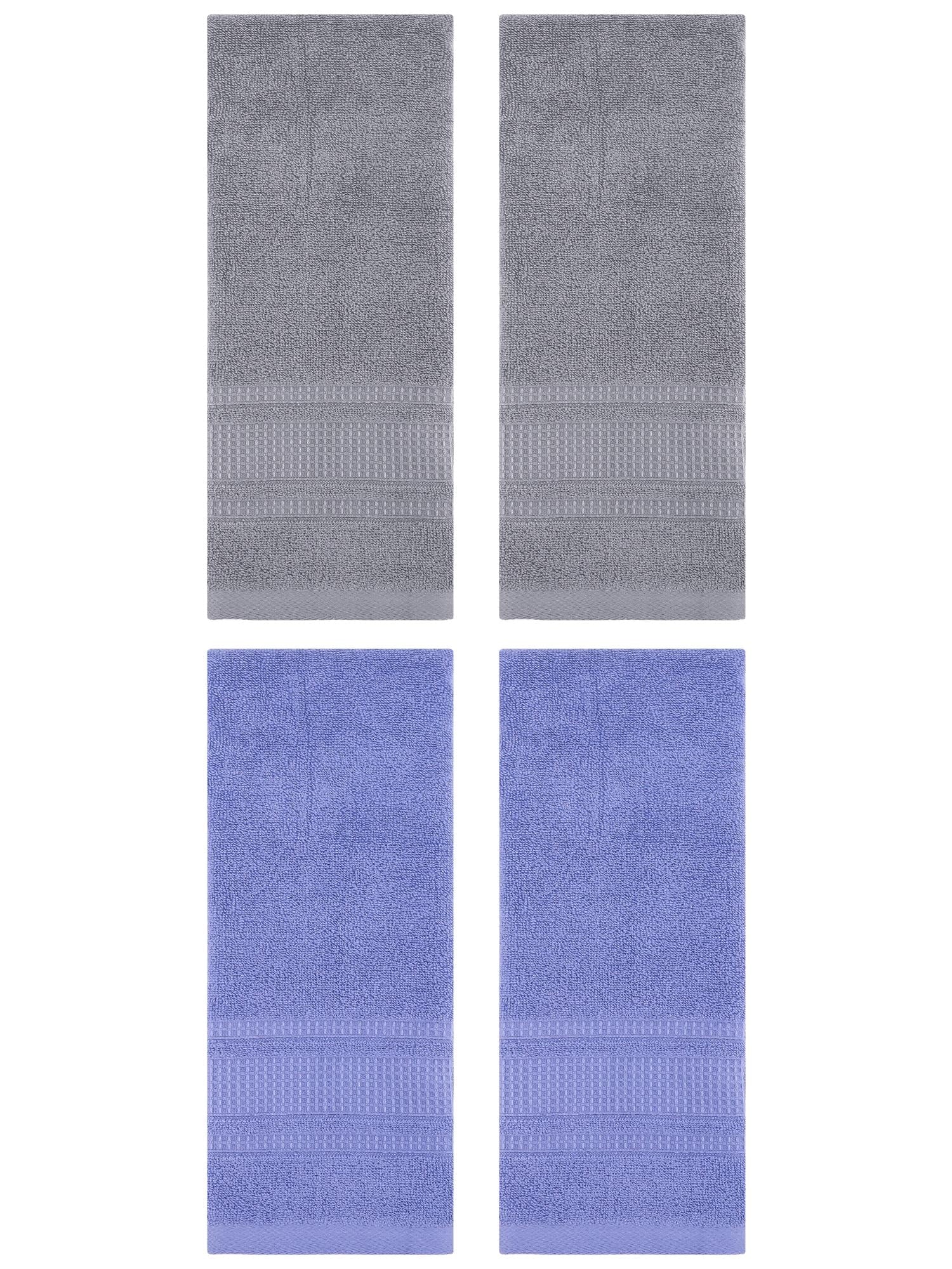 Unique Bargains 4 Pcs Hand Towel Set of 2 for Bathroom 13" x 29" Dark Blue/Grey