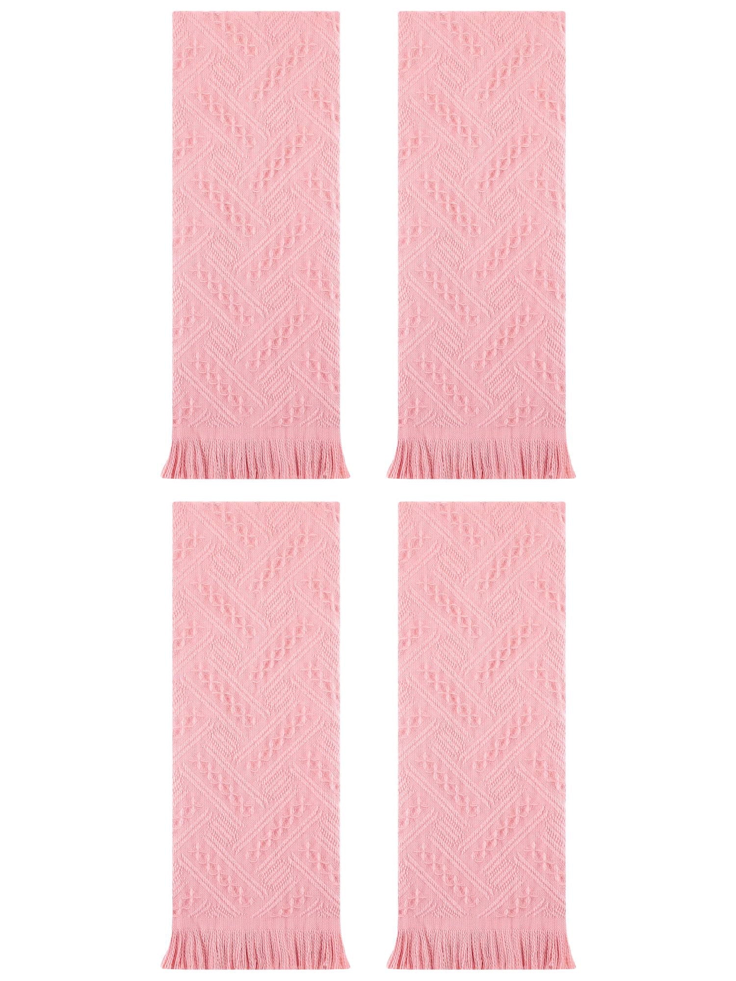 Unique Bargains 4 Pcs Jacquard Pattern Soft Hand Towel Set 13" x 29" Pink