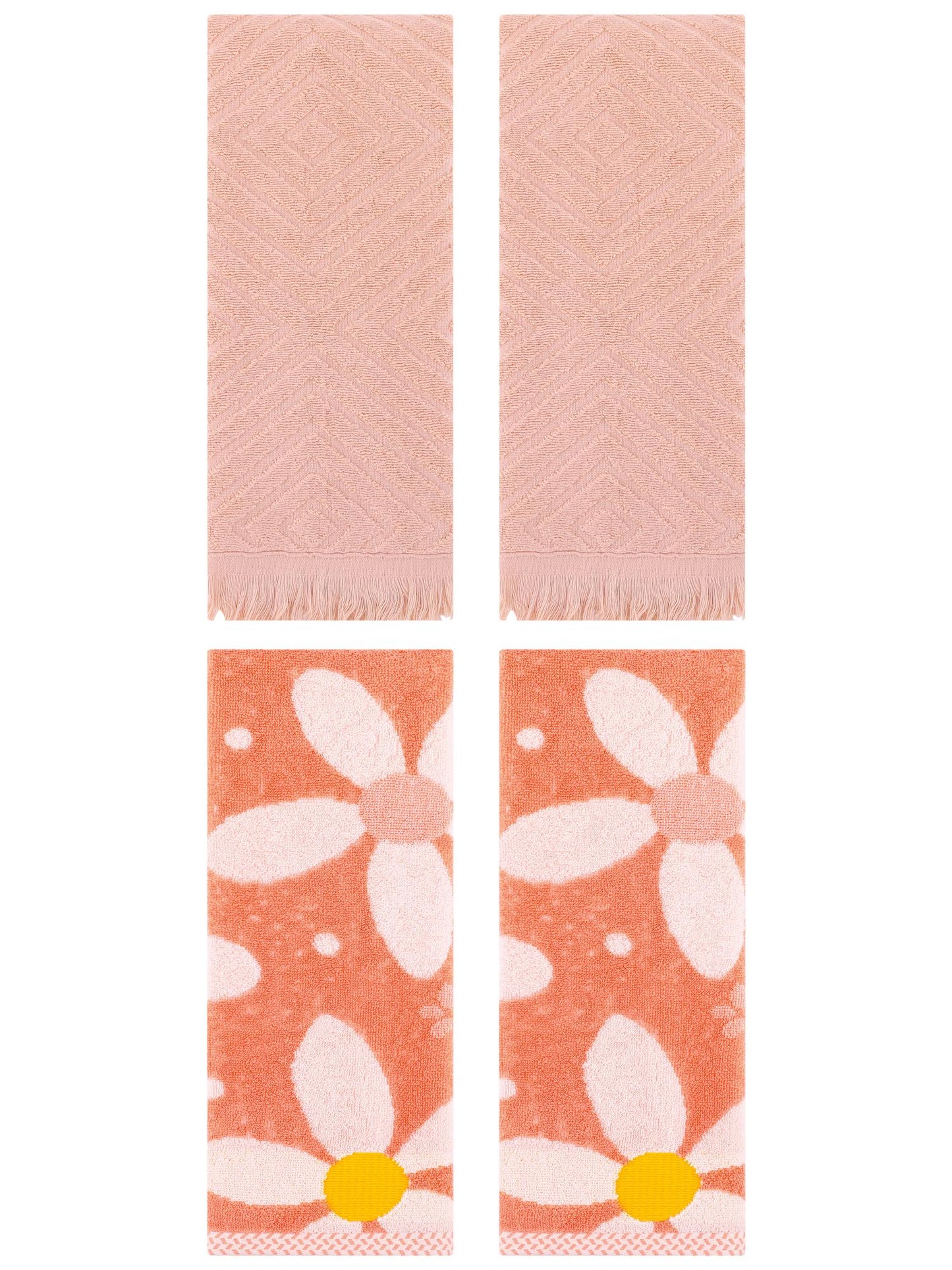 Unique Bargains 4 Pcs Soft Absorbent Bathroom Hand Towels 13 x 29 Inch Orange