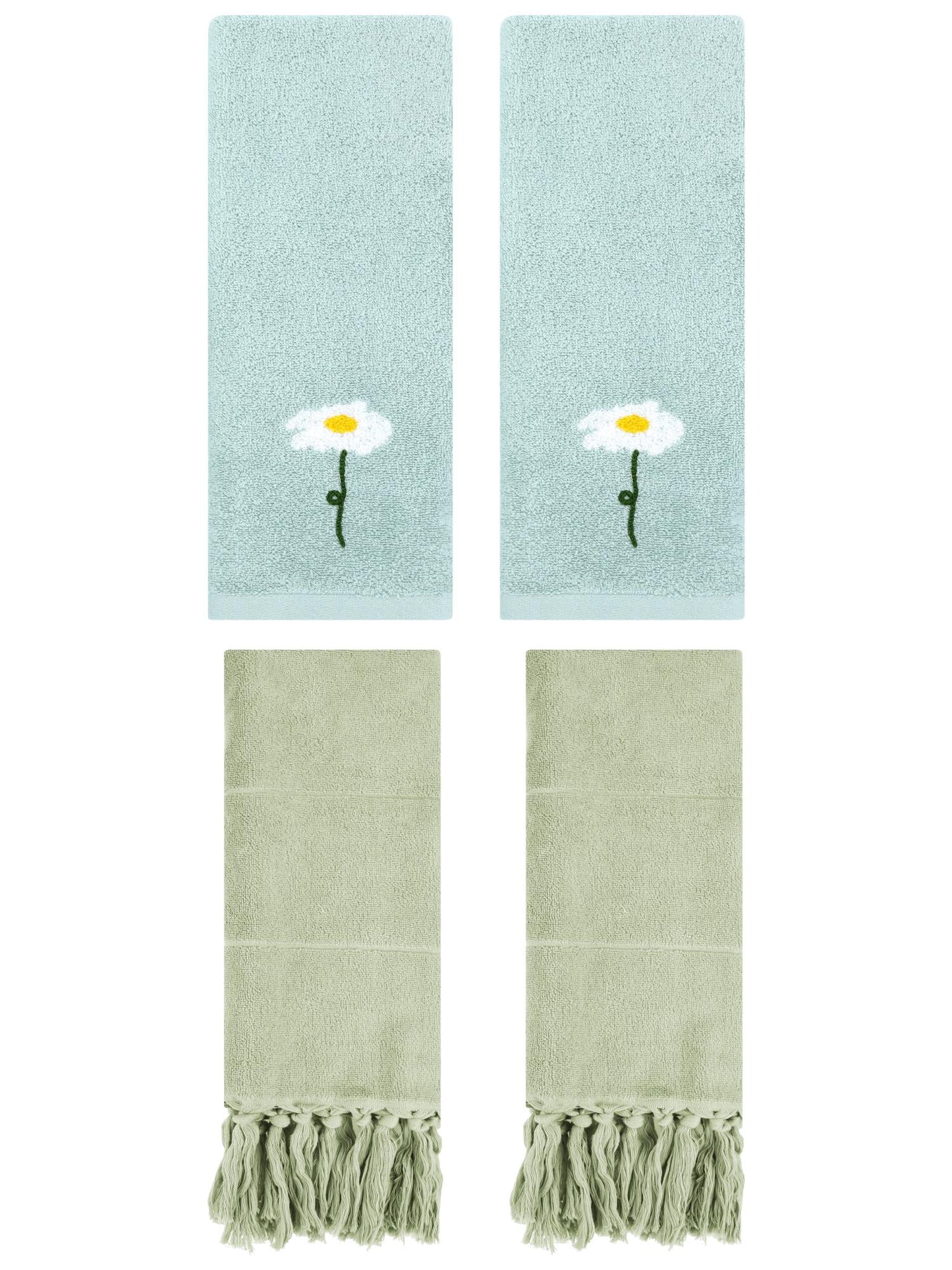 Unique Bargains 4 Pcs Soft Bath Towel Set Green/Blue 14" x 30"/13" x 30"