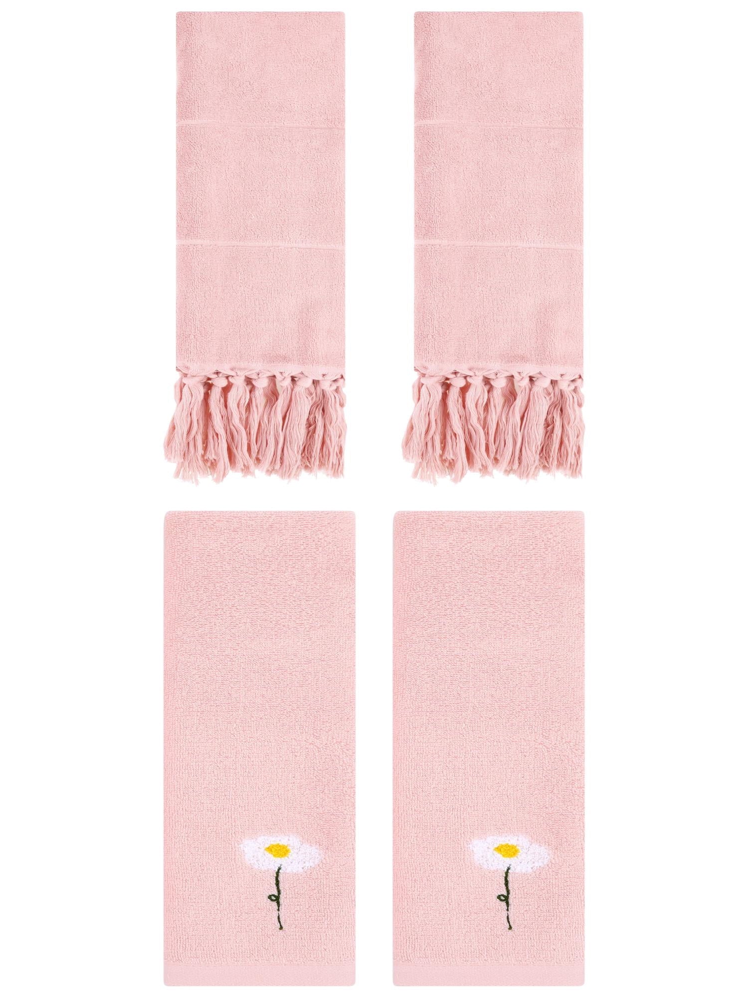 Unique Bargains 4 Pcs Soft Bath Towel Set Pink 14" x 30"/13" x 30"