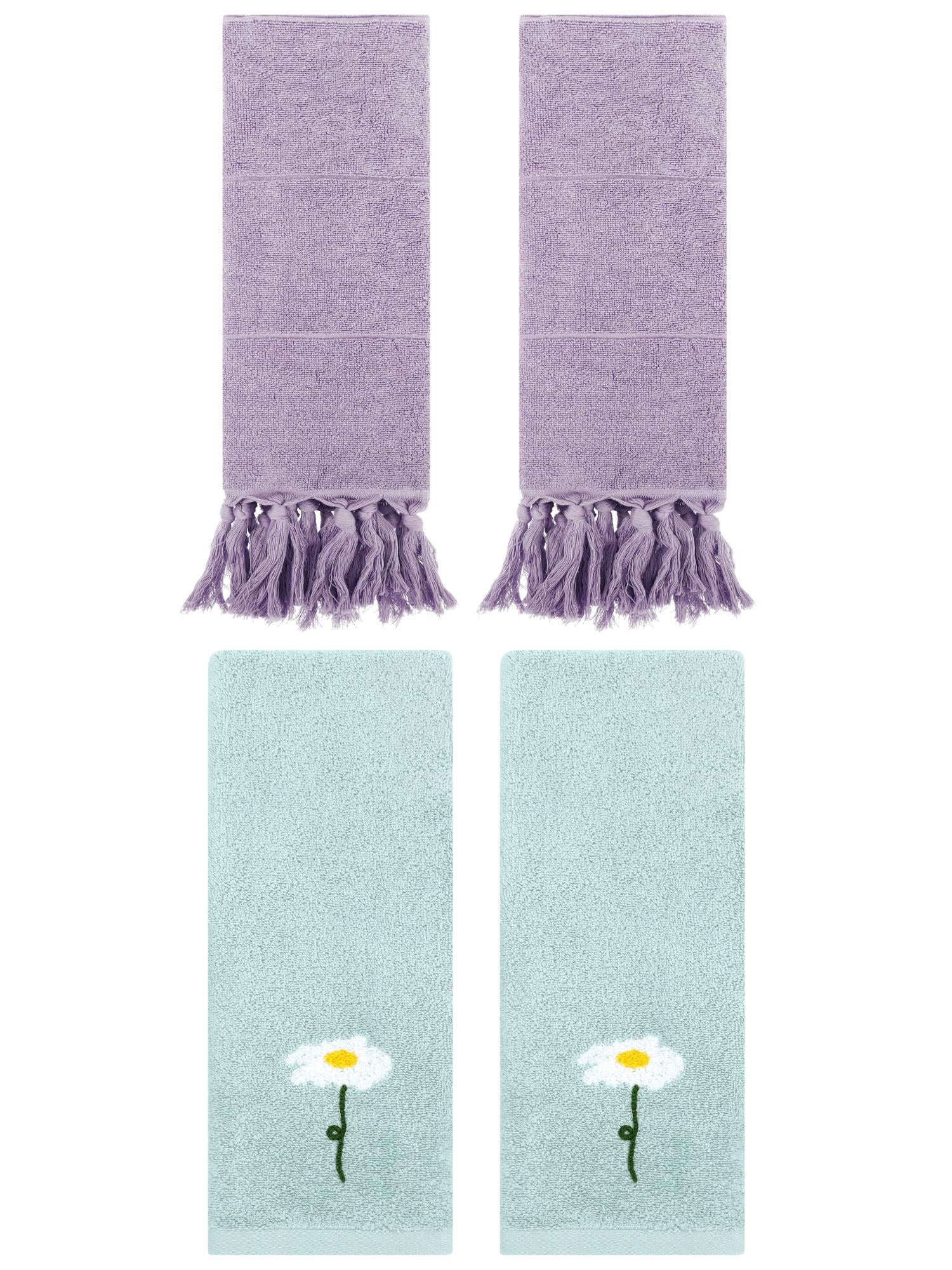 Unique Bargains 4 Pcs Soft Bath Towel Set Purple/Blue 14" x 30"/13" x 30"