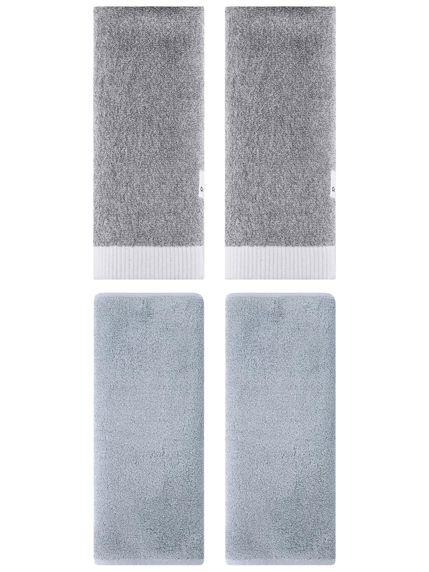 Unique Bargains 4 Pcs Soft Hand Towel Set Light Grey/Grey 13" x 30"/13" x 29"