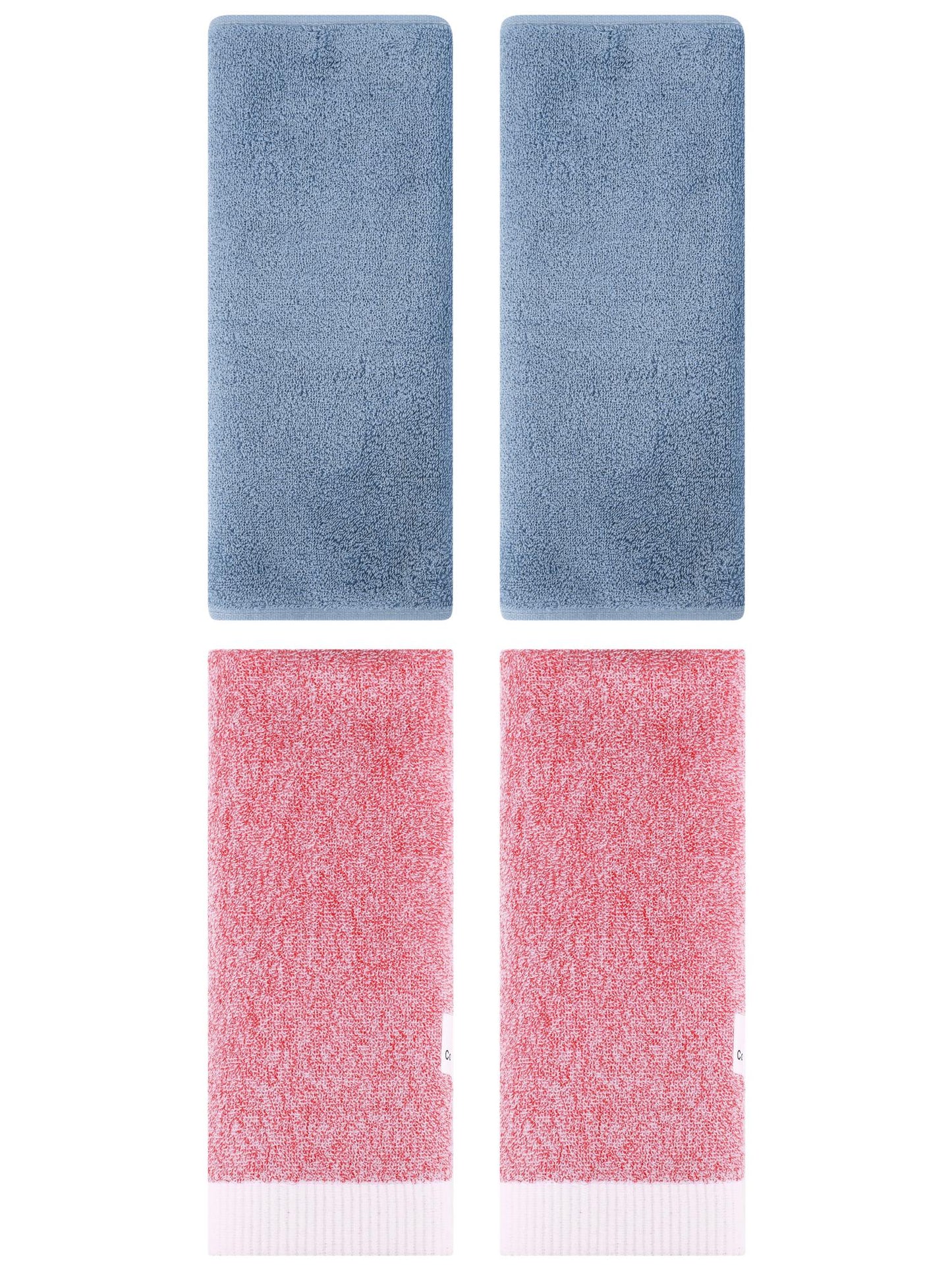 Unique Bargains 4 Pcs Soft Hand Towel Set Light Steel Blue/Pink 13" x 30"/13" x 29"