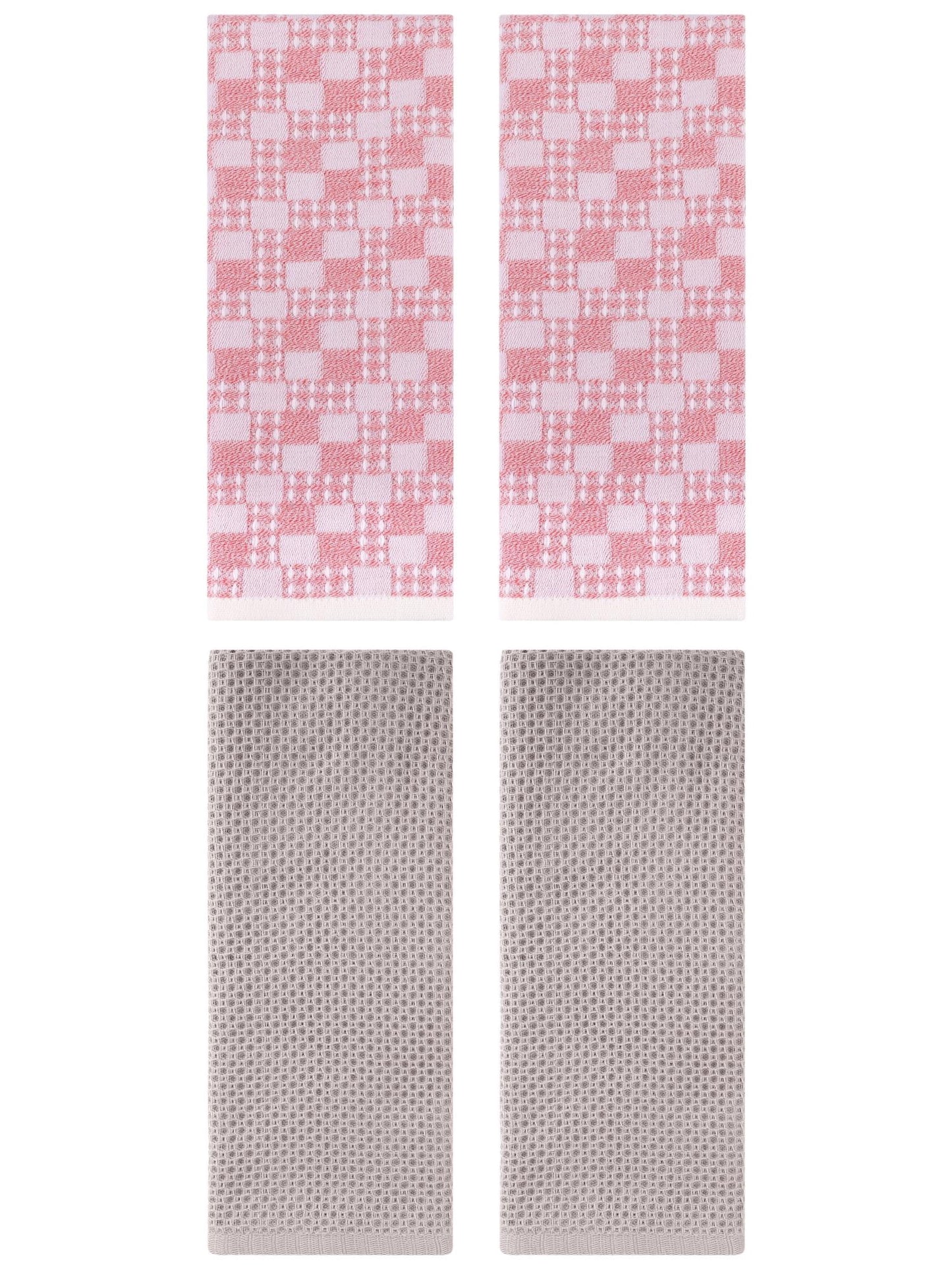 Unique Bargains 4 Pcs Soft Waffle Design Hand Towel Camel/Pink 13" x 30"/13" x 28"