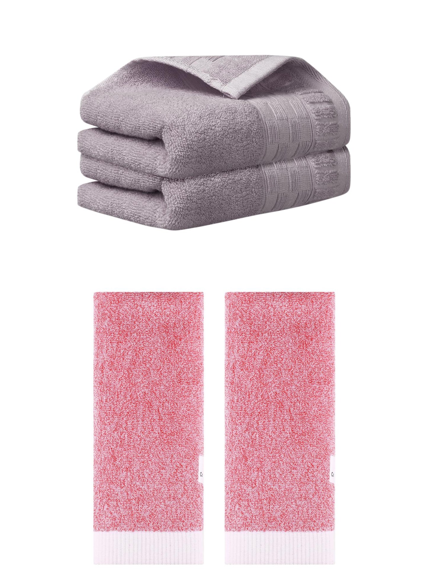 Unique Bargains 4 Pcs Solid Soft Hand Towel Purple/Pink 14" x 30"/13" x 29"