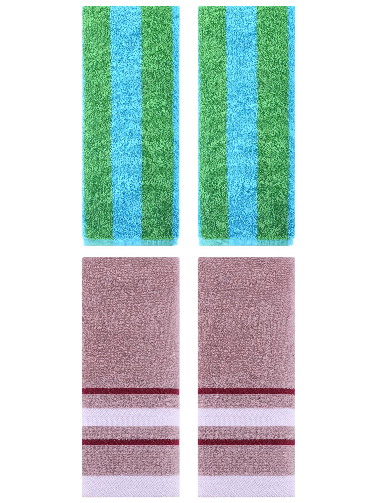 Unique Bargains 4 Pcs Stripe Hand Towel Blue Green/Purple 14" x 30"/13" x 29"