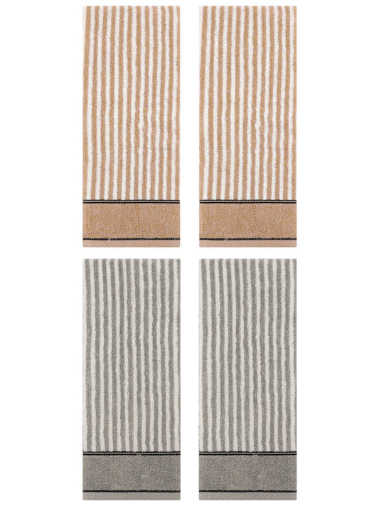 Unique Bargains 4 Pcs Striped Cotton Bathroom Hand Towels 13 x 29 Inch Grey/Brown