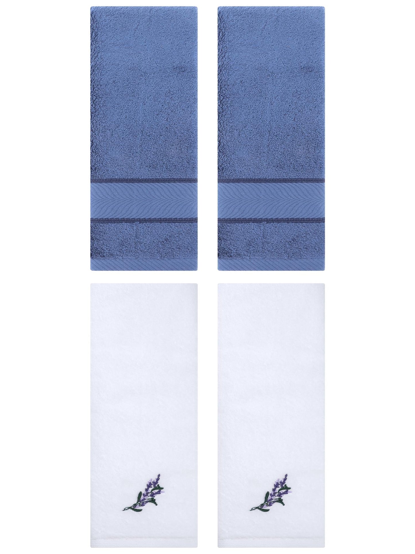Unique Bargains 4 Pcs Striped Hand Towel Set Light Blue/White 14" x 30"/13" x 29"