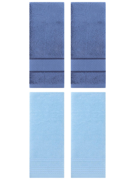 Unique Bargains 4 Pcs Striped Quick Drying Non-Linting Hand Towel Blue/Light Blue