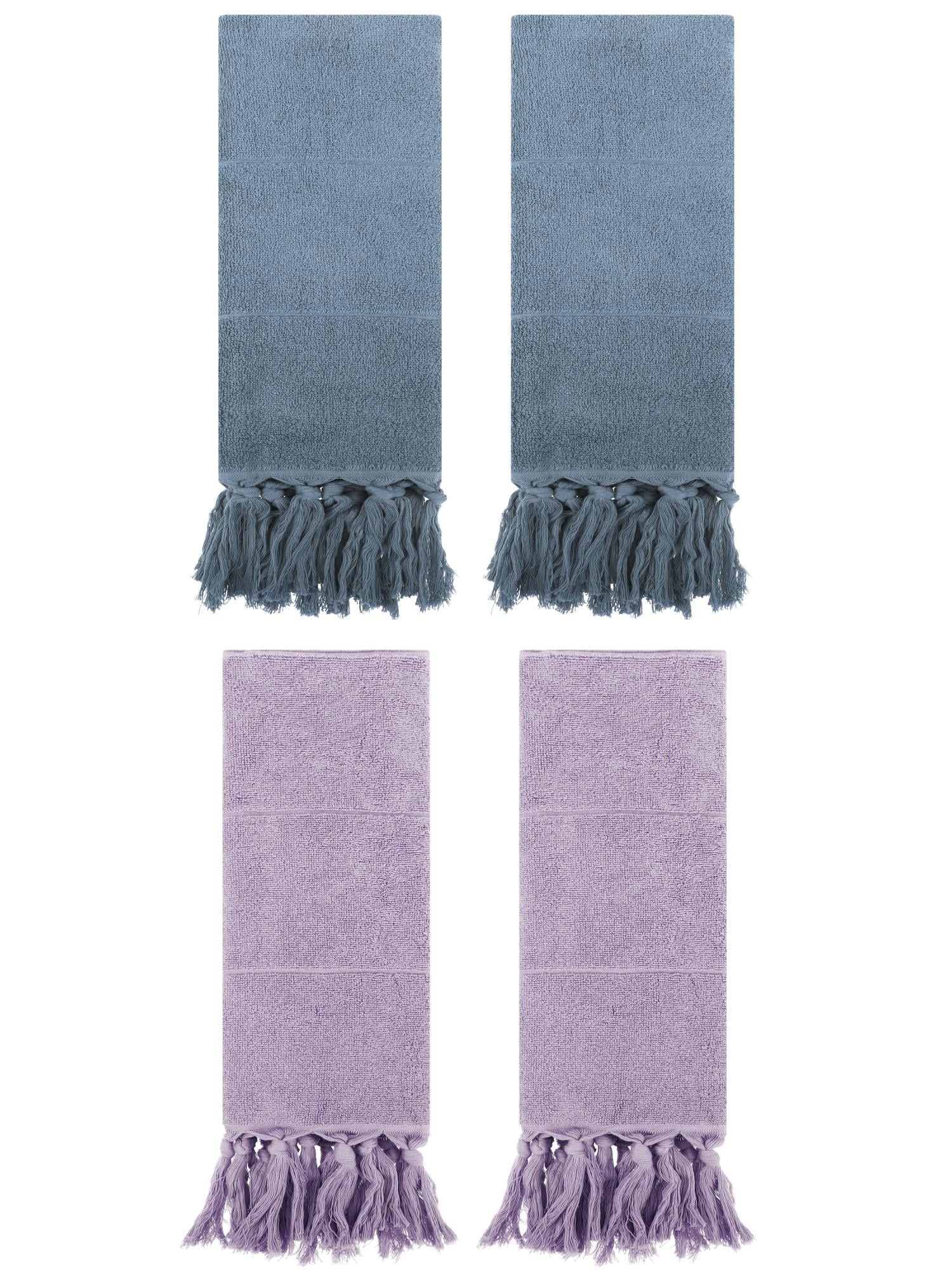 Unique Bargains 4 Pcs Turkish Hand Towels Blue/Purple 14" x 30"