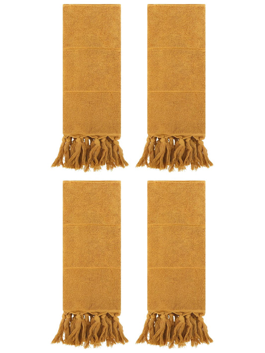 Unique Bargains 4 Pcs Turkish Hand Towels Yellow 14" x 30"