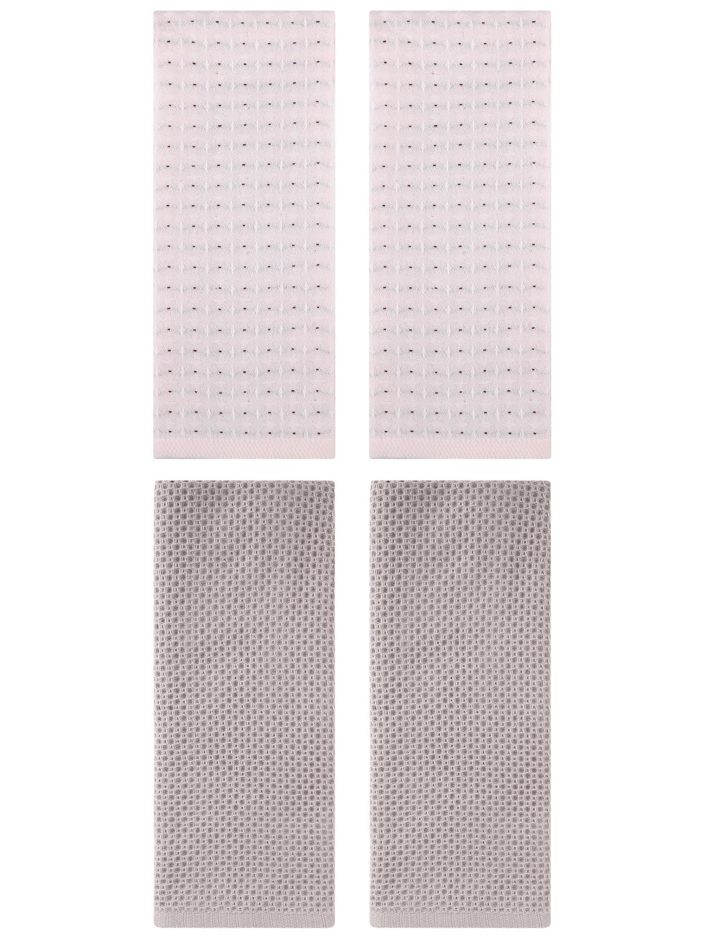 Unique Bargains 4 Pcs Waffle Soft Hand Towels Camel/Beige 13" x 30"/13" x 29"