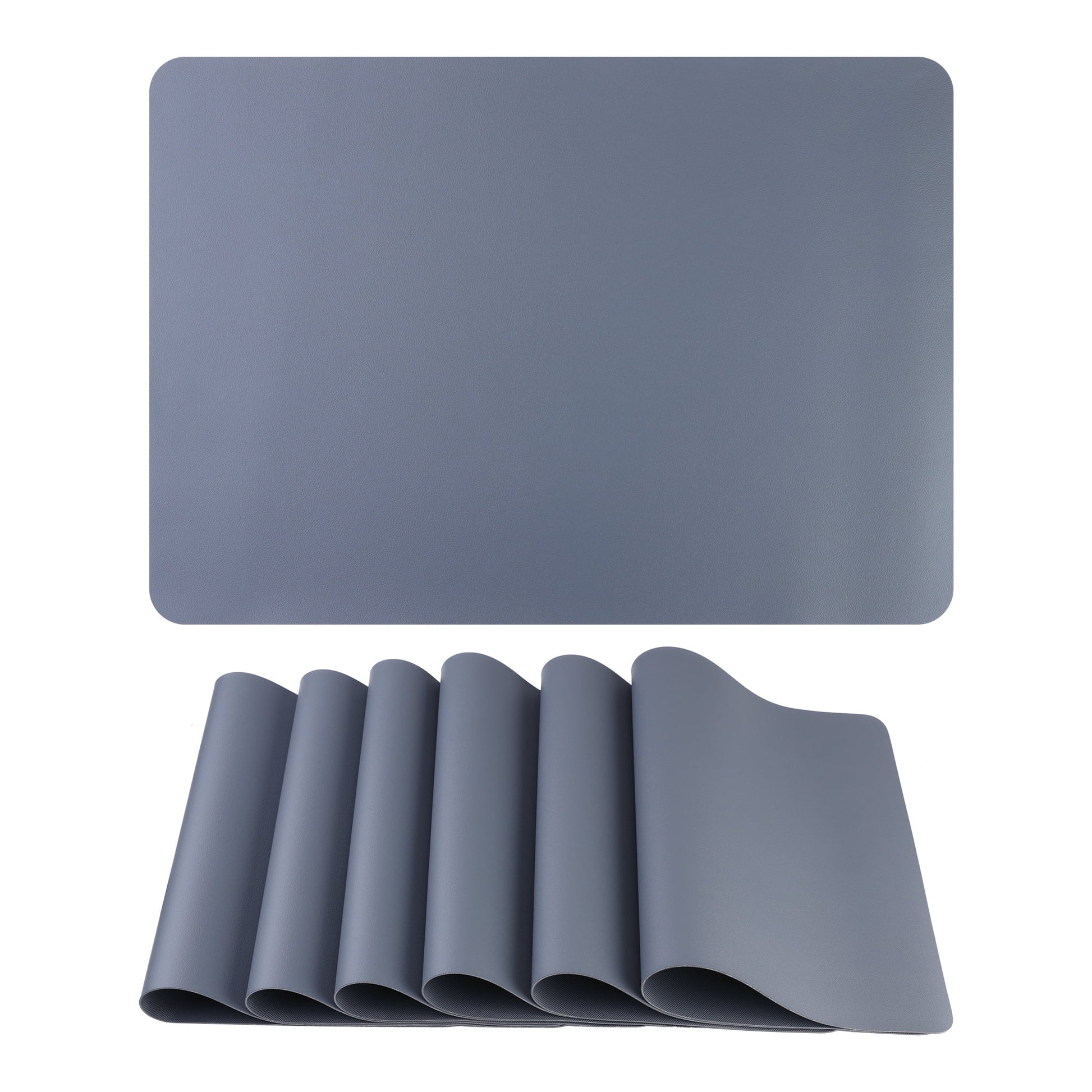 Unique Bargains 6 Pack Faux Leather Placemats for Kitchen Dining Table Decor Dark Gray 17"x12"