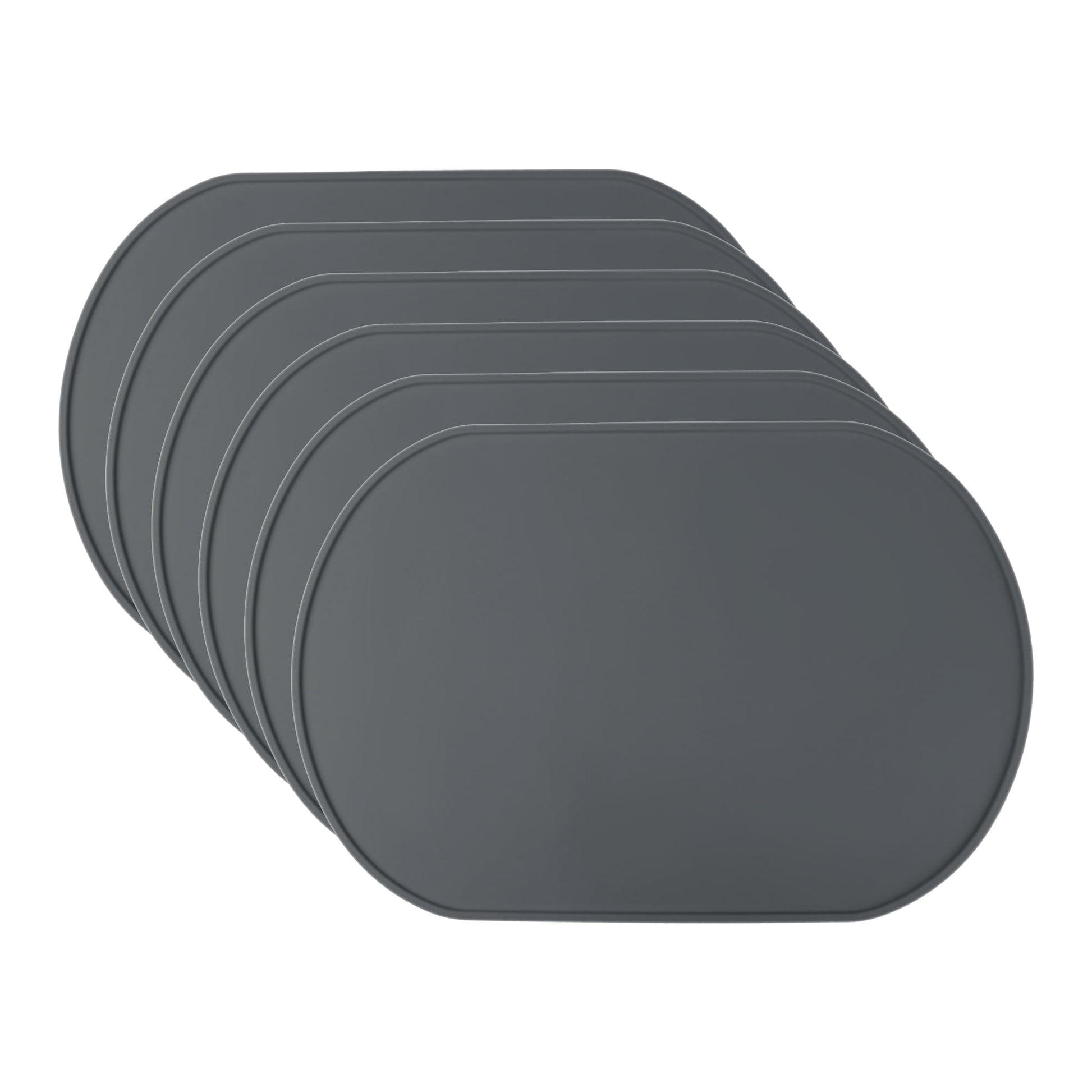 Unique Bargains 6 Pack Silicone Placemats for Kitchen Dining Table Decor Dark Gray 15"x10"
