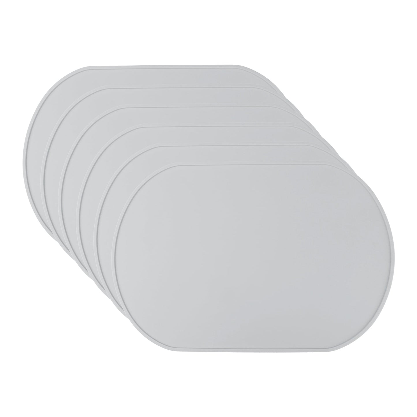 Unique Bargains 6 Pack Silicone Placemats for Kitchen Dining Table Decor Light Gray 15"x10"