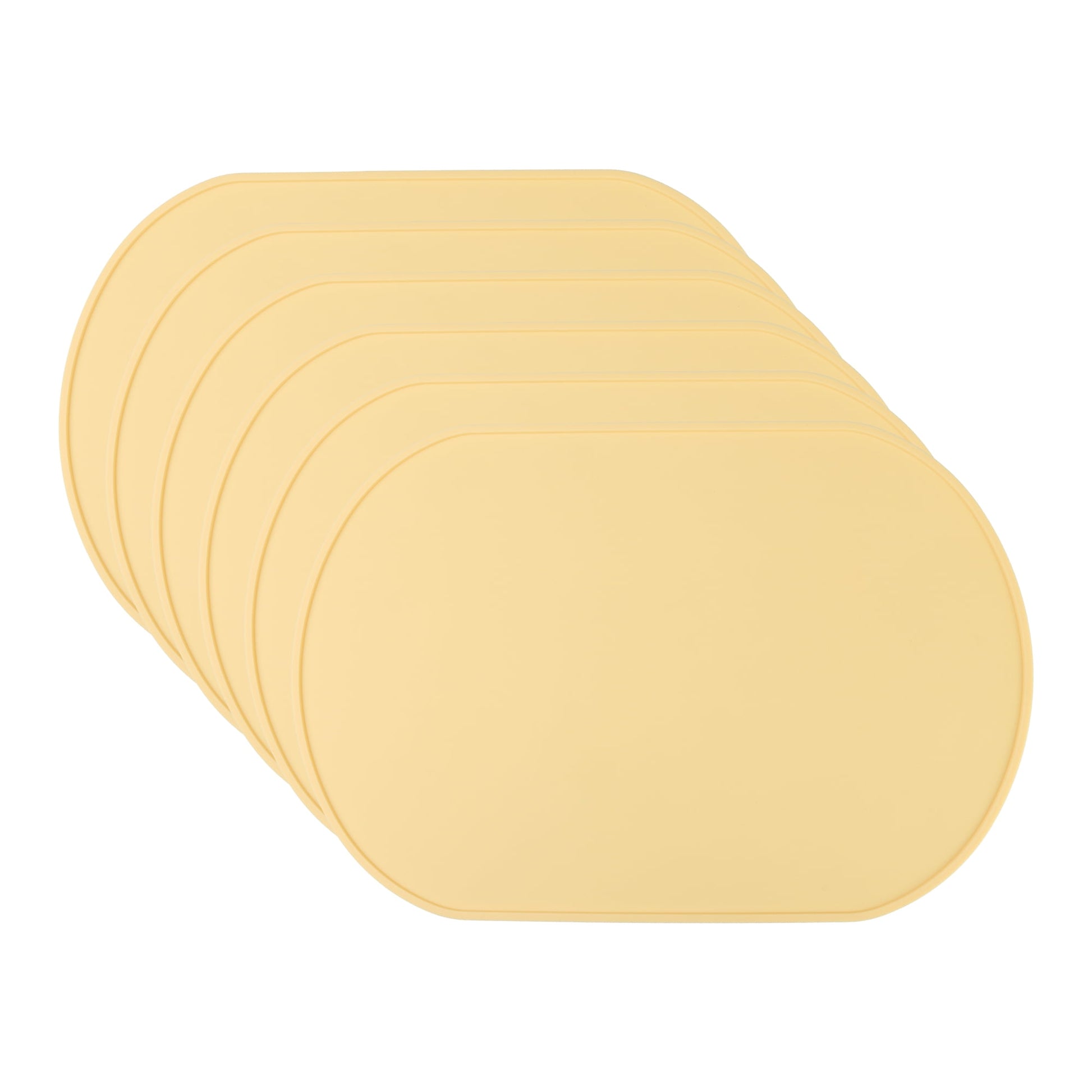 Unique Bargains 6 Pack Silicone Placemats for Kitchen Dining Table Decor Light Yellow 15"x10"