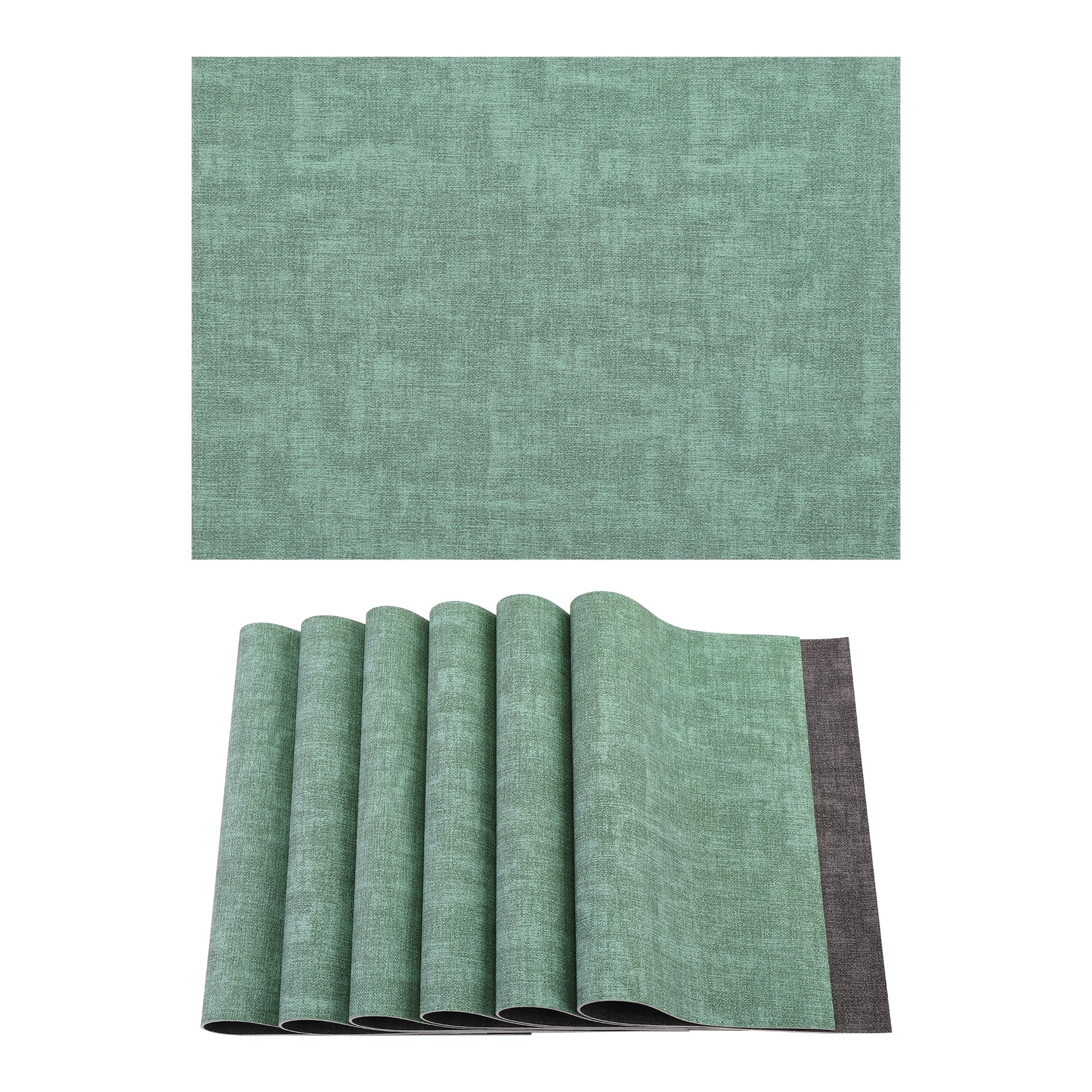 Unique Bargains 6pcs Stylish Faux Leather Placemats Teal 16.9"x11.8"