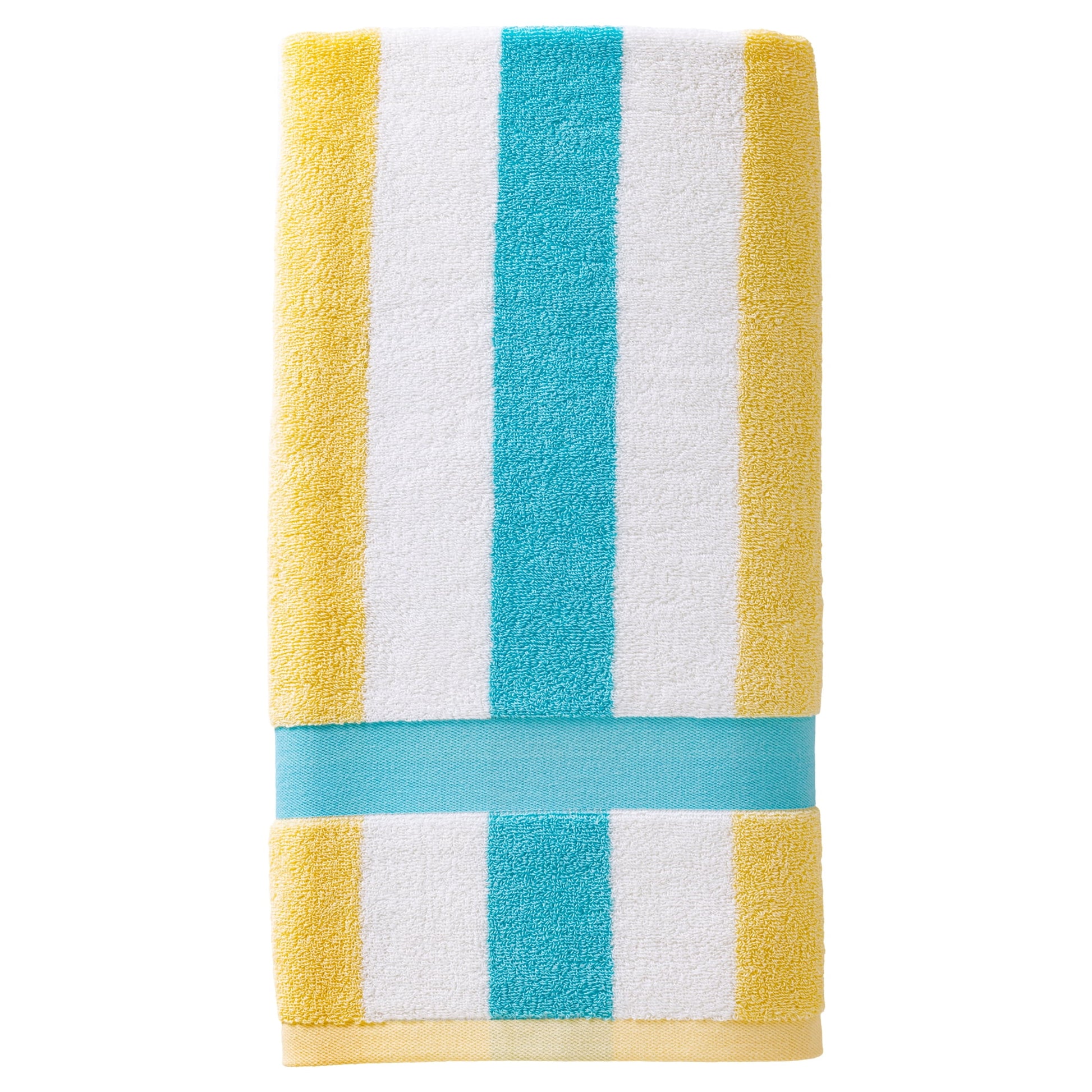 Unique Bargains Absorbent Stripe Ultra Soft Cotton Bath Towel Lake Blue 55" x 28"