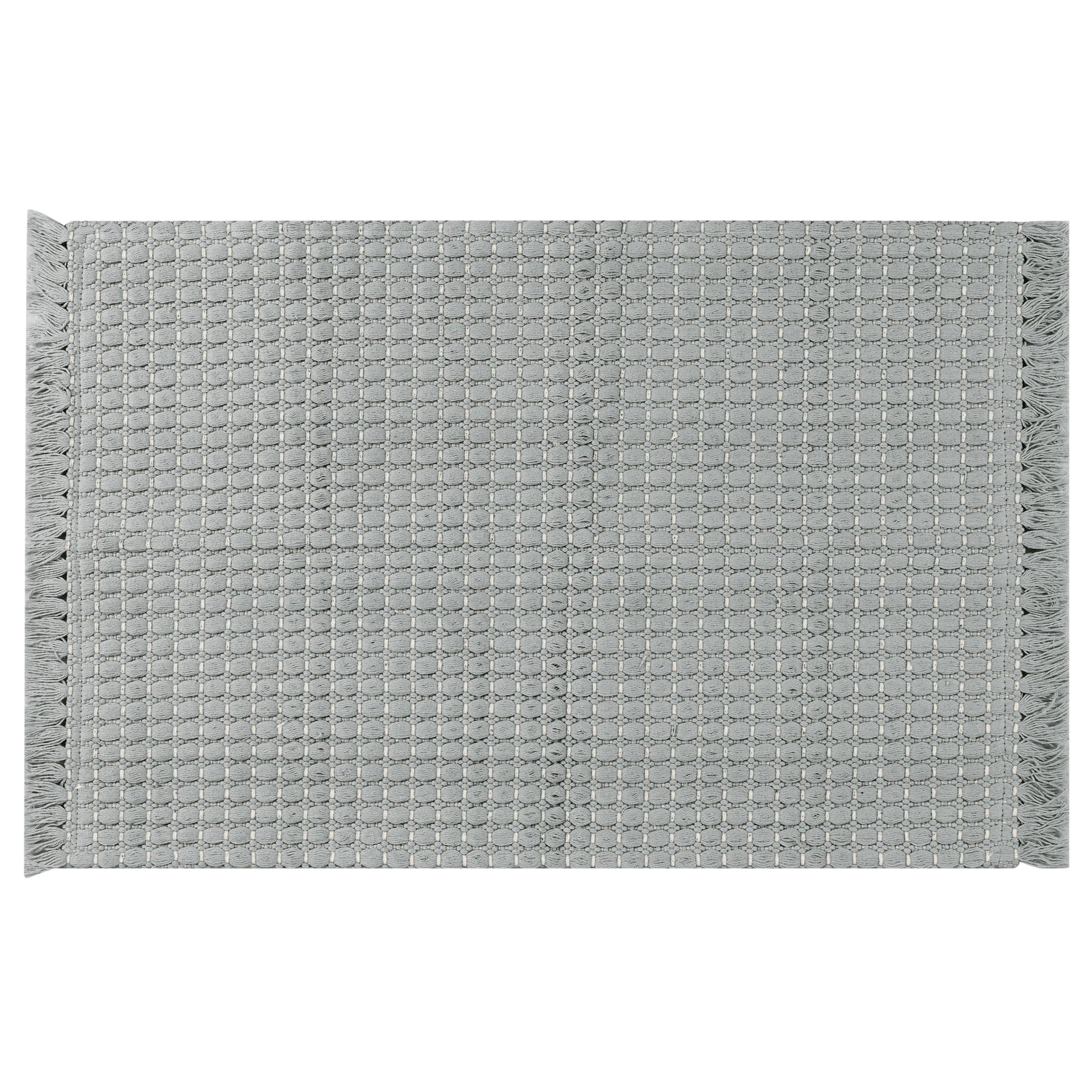 Unique Bargains Boho Bathroom Rug Woven Texture Rug for Bedroom Throw Rug with Fringe Grey 16" x 24"
